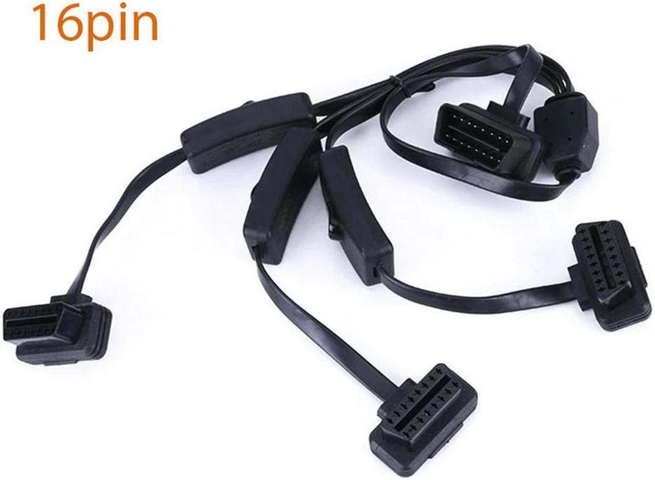 FOR Extension cable Full 16PIN Splitter 1 to 3 With Switch OBD obd2 Y Cable Male Three Port Female wifi Scanner For Car Cable