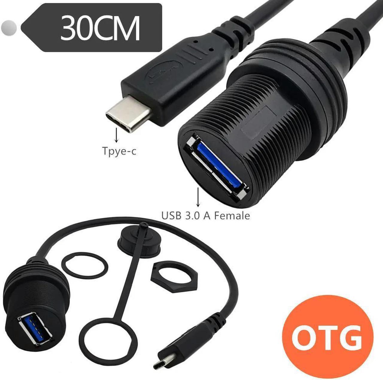 FOR Usb Type C To Usb A Female Otg Cable Aux Flush Panel Mount Cable For Car Truck Boat Motorcycle Dashboard 0