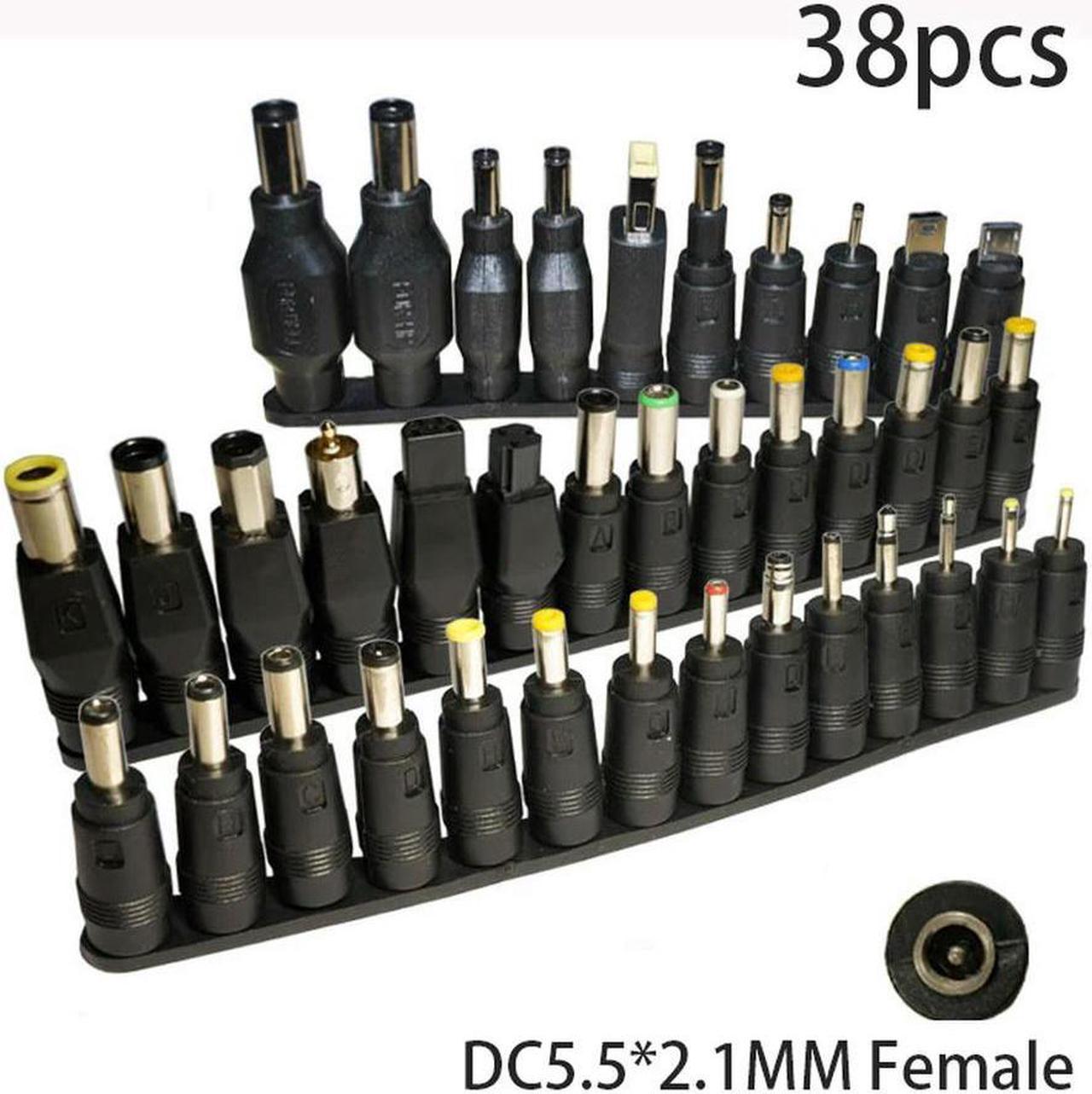 FOR 38pcs Universal 5.5mmx2.1mm DC AC Power Adapter Tips Connector Kits for Laptop Power Supply Plug Sets