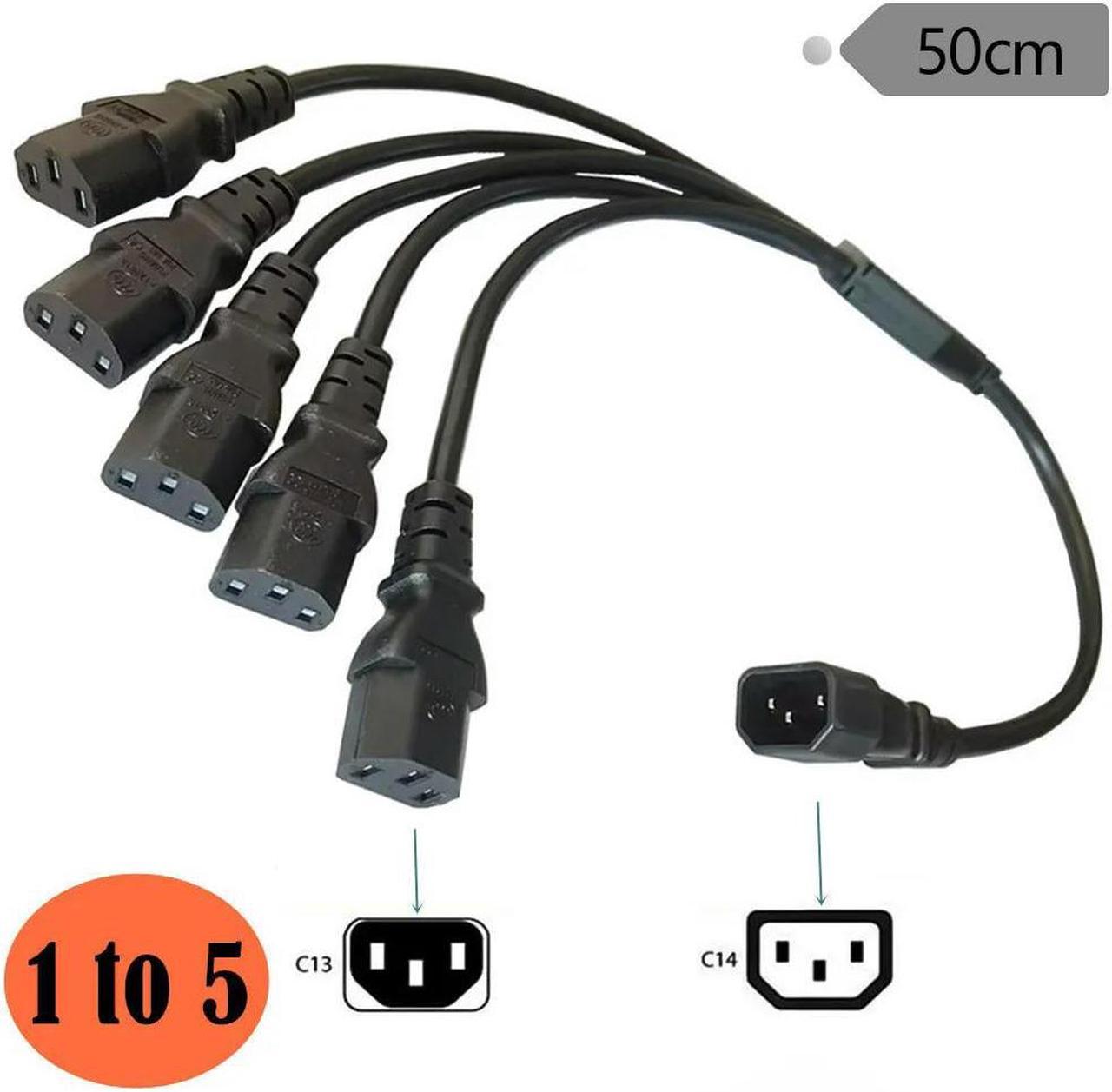 FOR Ups Pdu Computer Pc Power Splitter Cord C14 To 5 X C13 10a 250v Extension Cable 0.5m IEC 320 C14