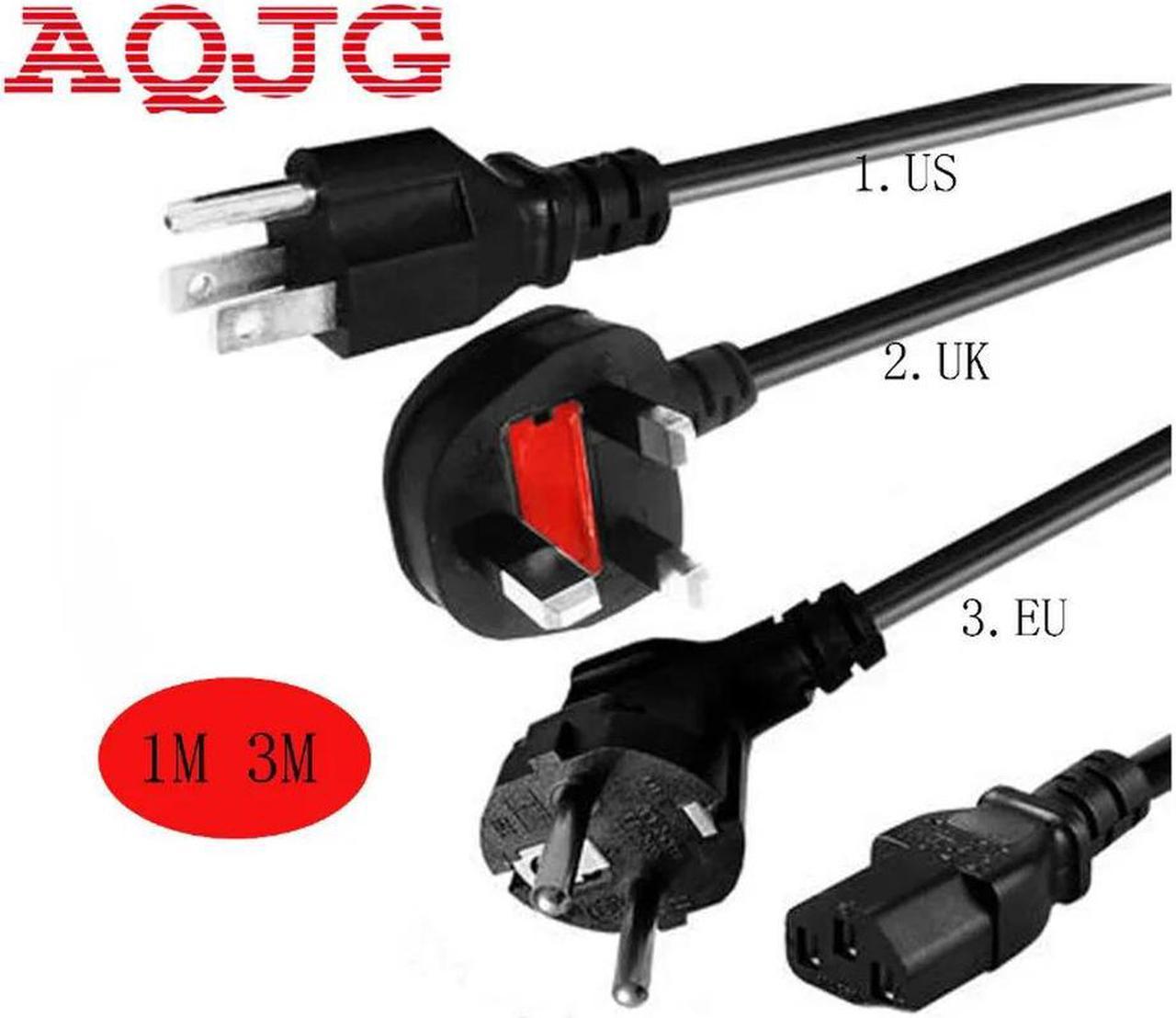 FOR 3 Prong US EU UK Plug AC Power Cord Cable Adapter PC Laptop For PC Desktop Computer Cable