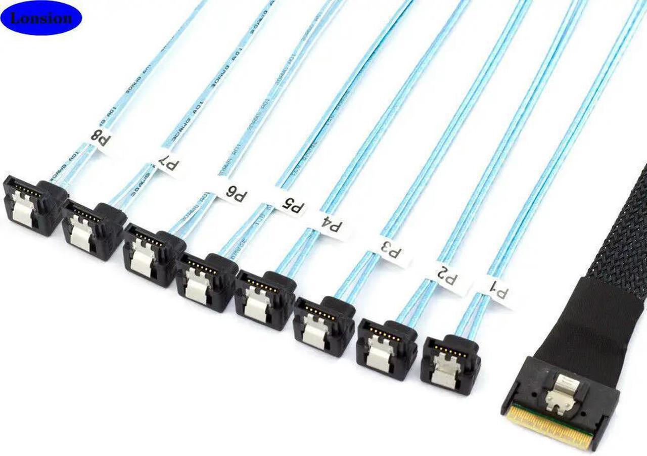 FOR PCI- SAS SFF-8654 8I To 8 Ports SATA 90 degree server hard drive Cable