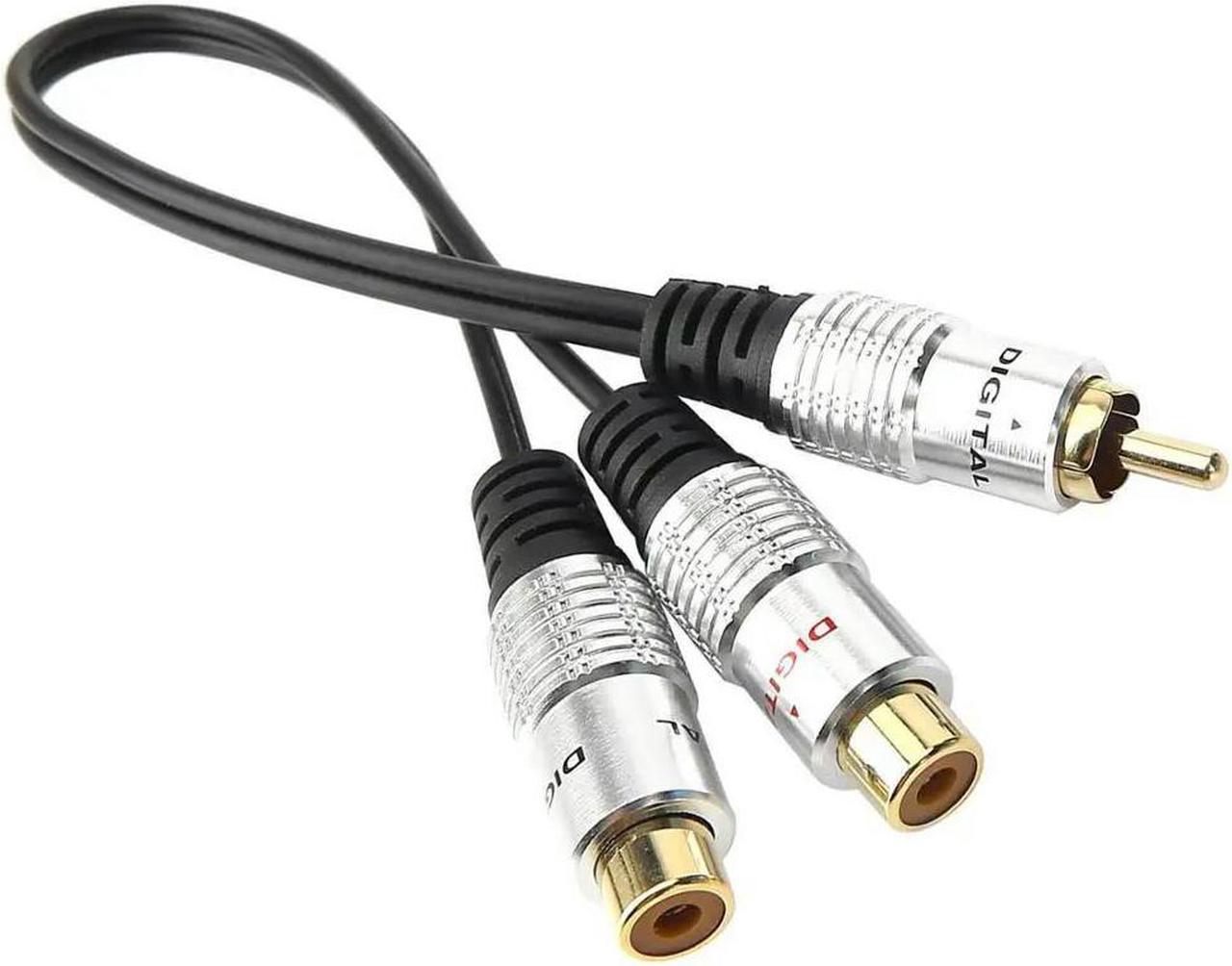 FOR metal RCA Female to Dual 2-RCA Male Gold Plated Adapter, Stereo Splitter Y Audio Cable(RCA F-2 RCA M) (1 Male to 2 Female)