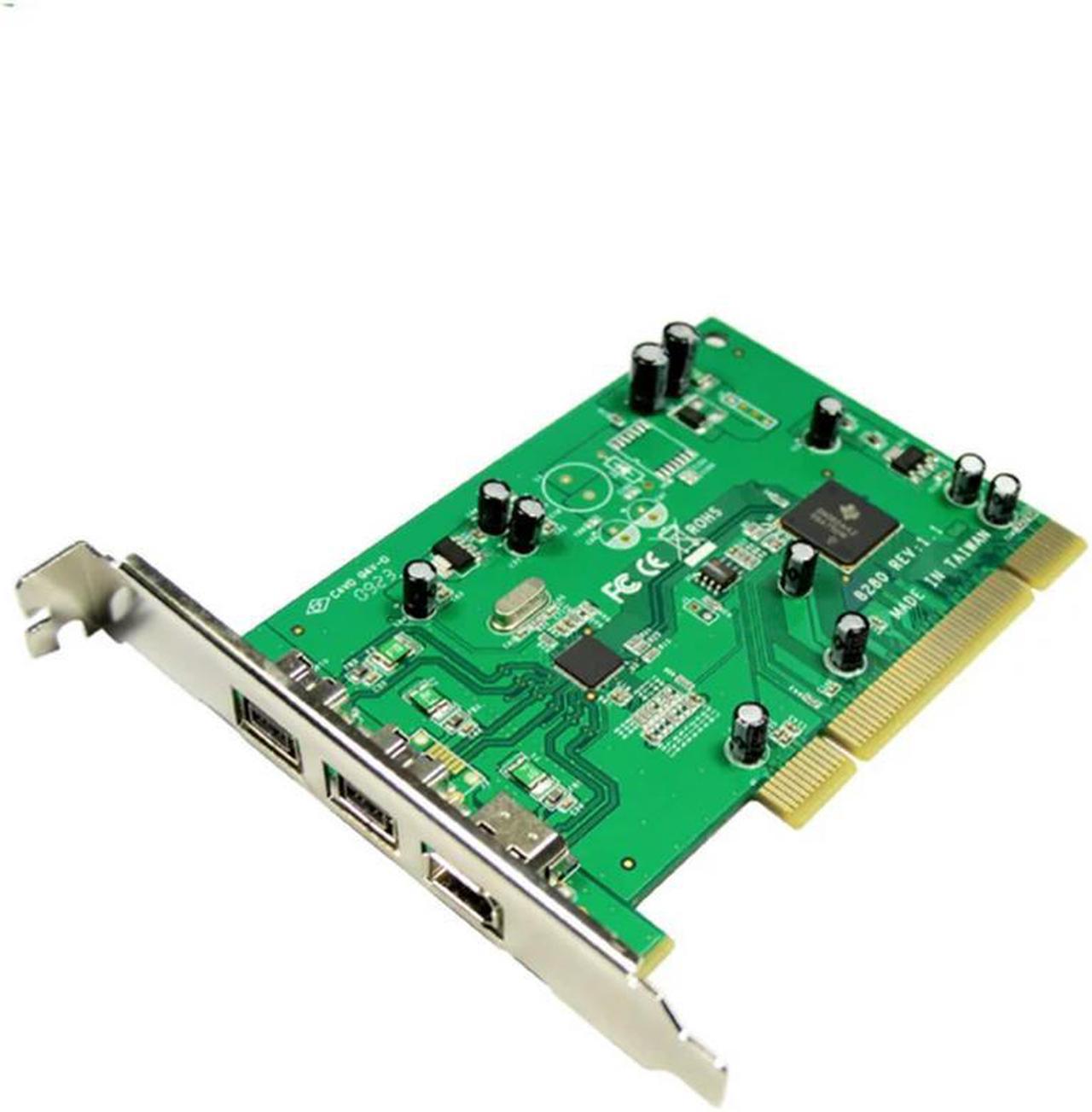 FOR PCI Combo 2x 1394b + 1x 1394a Firewire Ports PCI Controller Card 1394 card TI Chipset 6pin cable win10