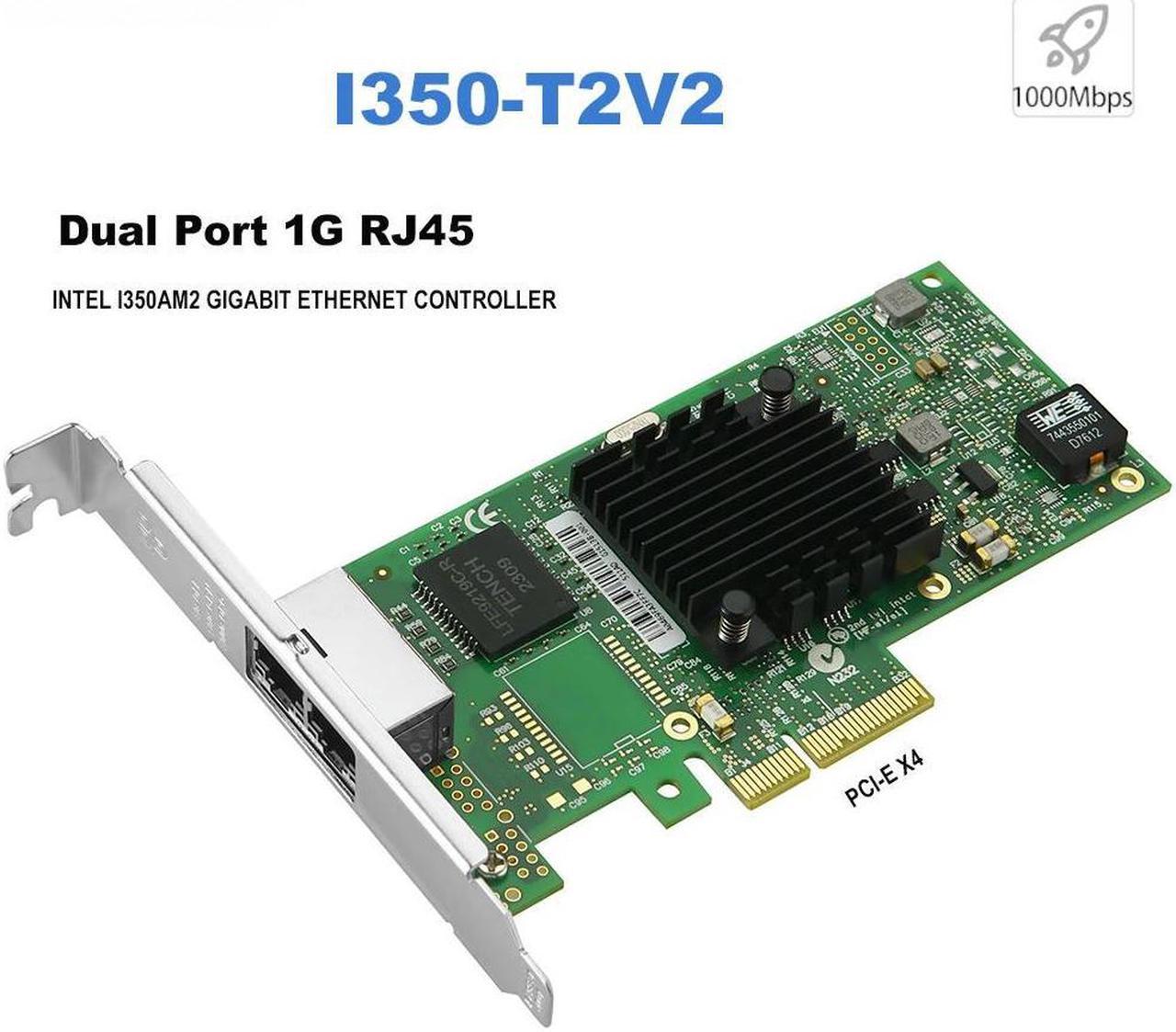 FOR I350-T2V2 Dual Port Gigabit Ethernet Controller Card I350AM2 PCI-E X4 2 Ports Server NIC for Data Centers