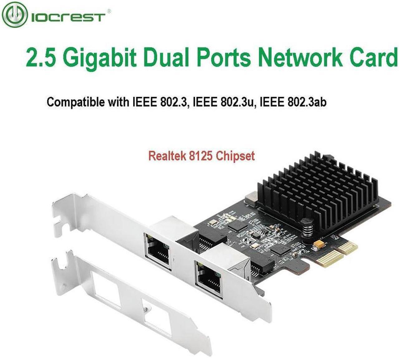 FOR 2.5G Base-T Gigabit Network Adapter 2 Ports 2500Mbps PCIe 2.5gb Ethernet Card RJ45 LAN Controller Card Pci-e 8125 chip