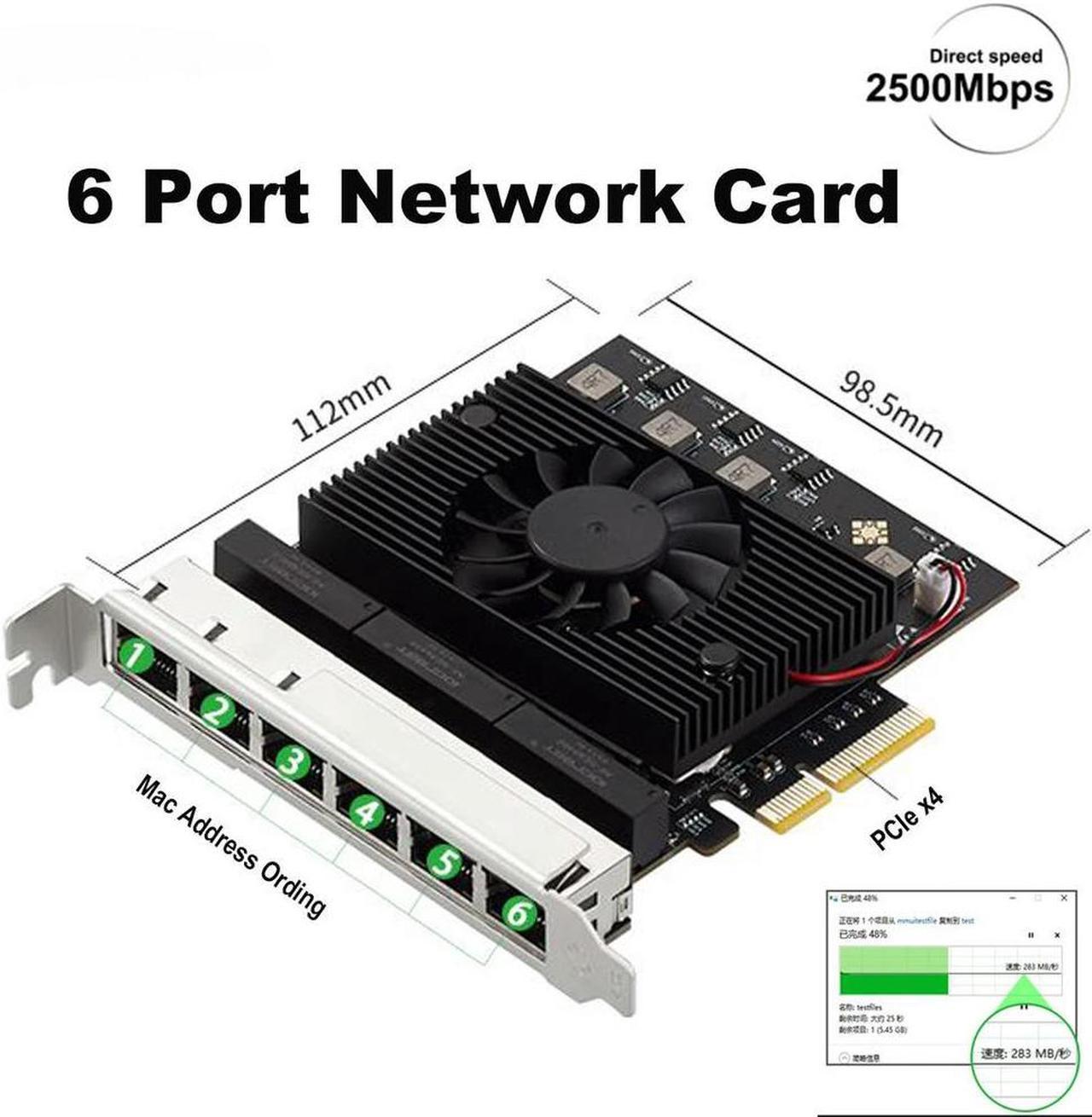 FOR 6 Ports PCIe 2.5 Gigabit RJ45 2500Mbps NIC 8125b Chip for 2.5G Vision Industrial Camera Capture Nas