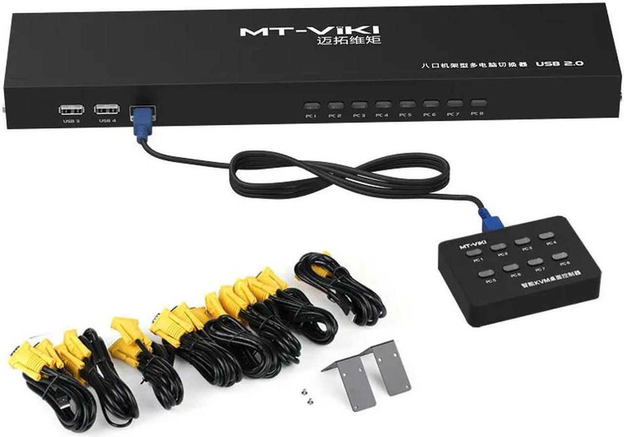 FOR 8 Port Smart KVM Switch Manual Key Press VGA USB Wired Remote Extension Switcher 1U Console with Cable 801UK-L