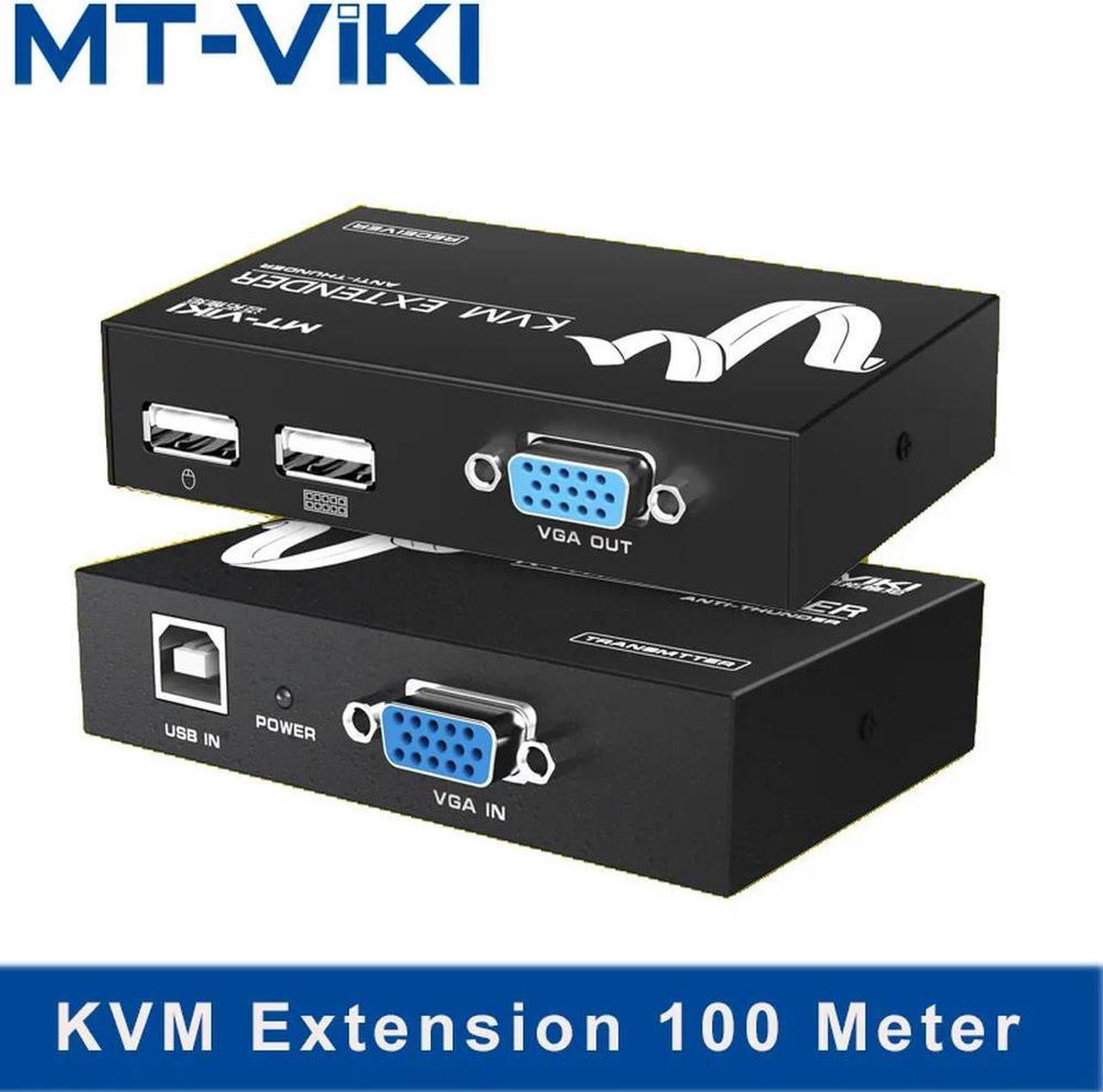 FOR MT-Viki KVM Extension 100M Keyboard Video Mouse Repeater Adapter VGA USB via UTP CAT RJ45 LAN cable MT-100UK-U