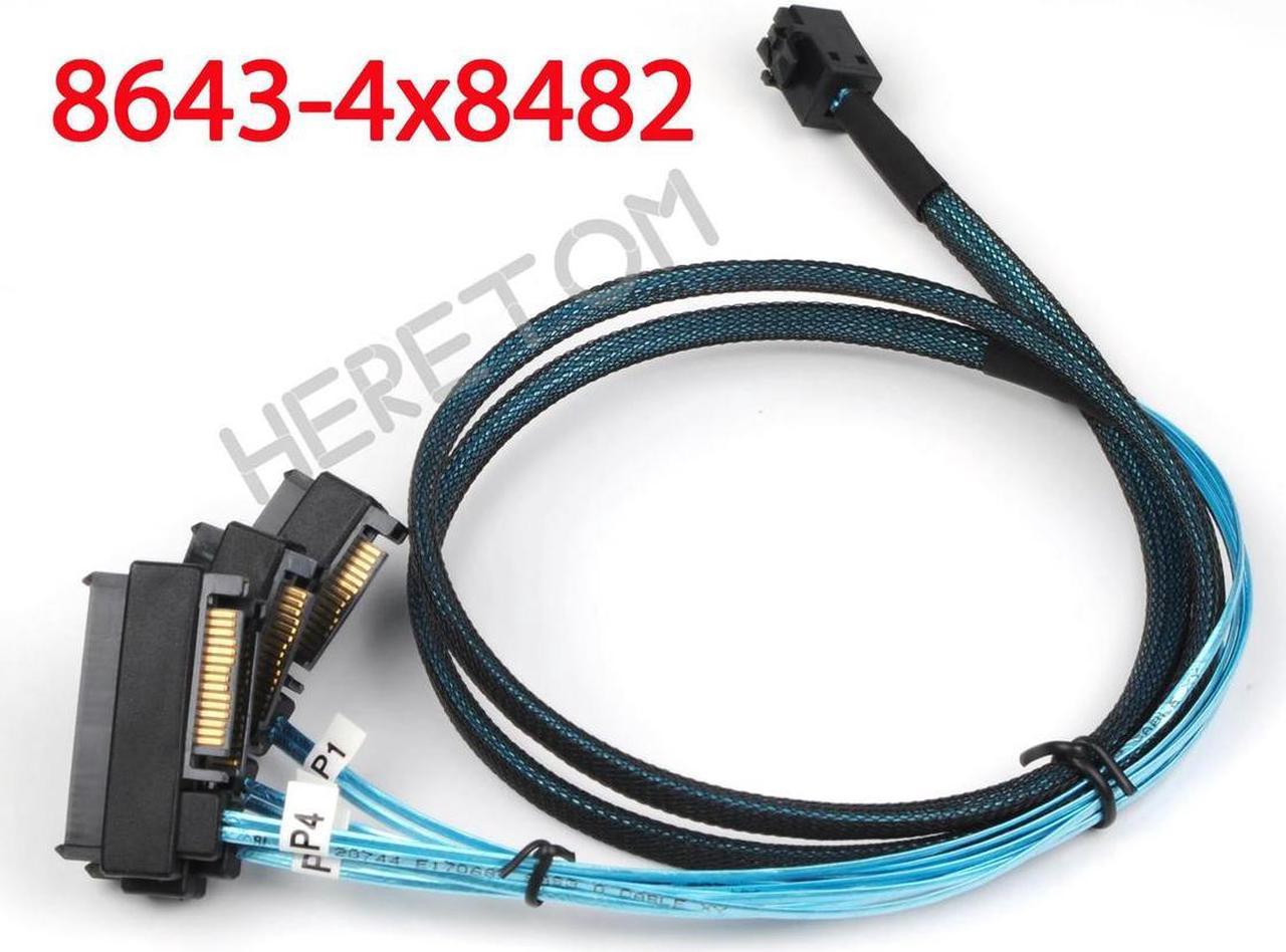 FOR Mini SAS SFF-8643 to 4 SFF-8482 29-pin TO 15-pin SAS Power HD Internal Cable Connectors 100CM