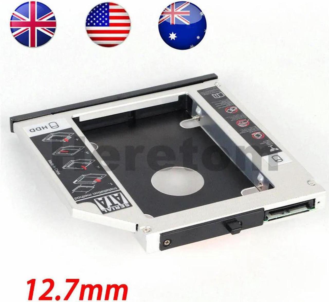 FOR Aluminum SATA to SATA 12.7mm 2nd HDD SSD For T420 T520 W520 W510 T510 DVD CD-ROM Optical Bay