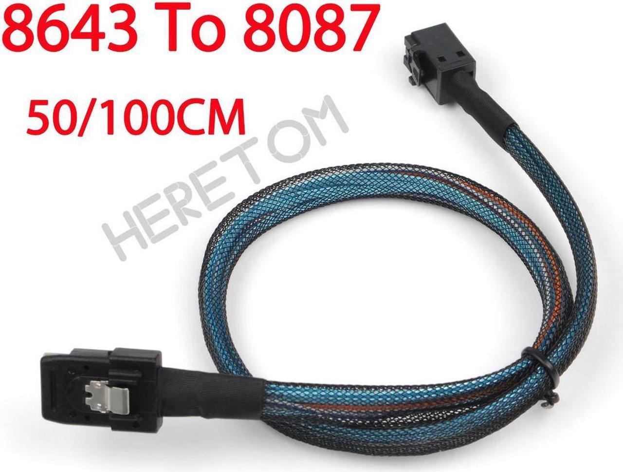 FOR MINI SAS 8643 To SFF 8087 HD Server Data Cable Mini-sas HD SFF-8643 Data Server Hard Disk Cable 50cm 100cm