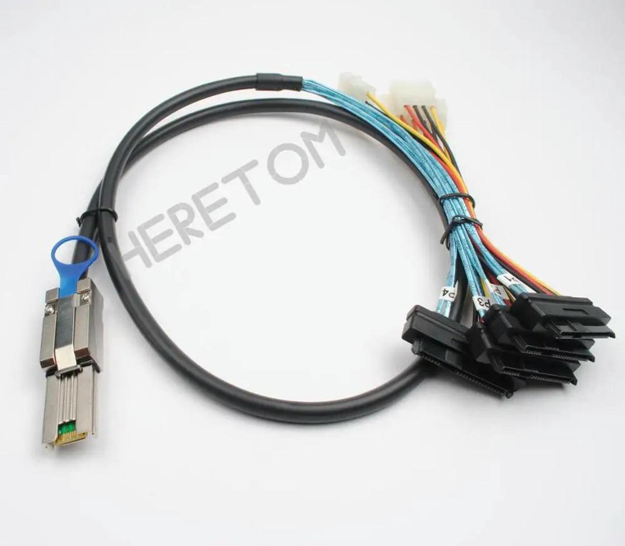 FOR SFF-8088 To SFF-8482 SAS SATA Cable Mini SAS 26Pin SFF 8088 To 4 SFF 8482 SAS 29Pin SAS Cable with Big 4Pin Power Cable 1M