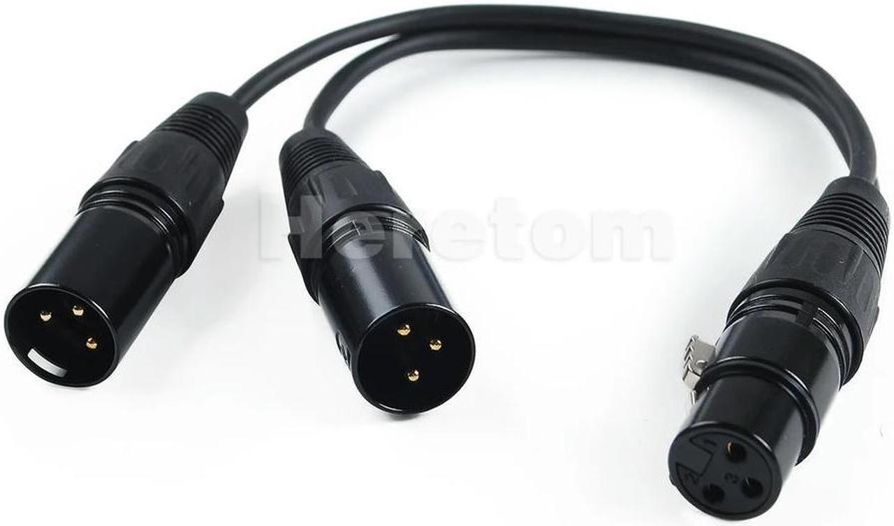 FOR 3-Pin XLR Female Jack to Dual 2 Male Plug Y Splitter Mic DJ Cable Adaptor