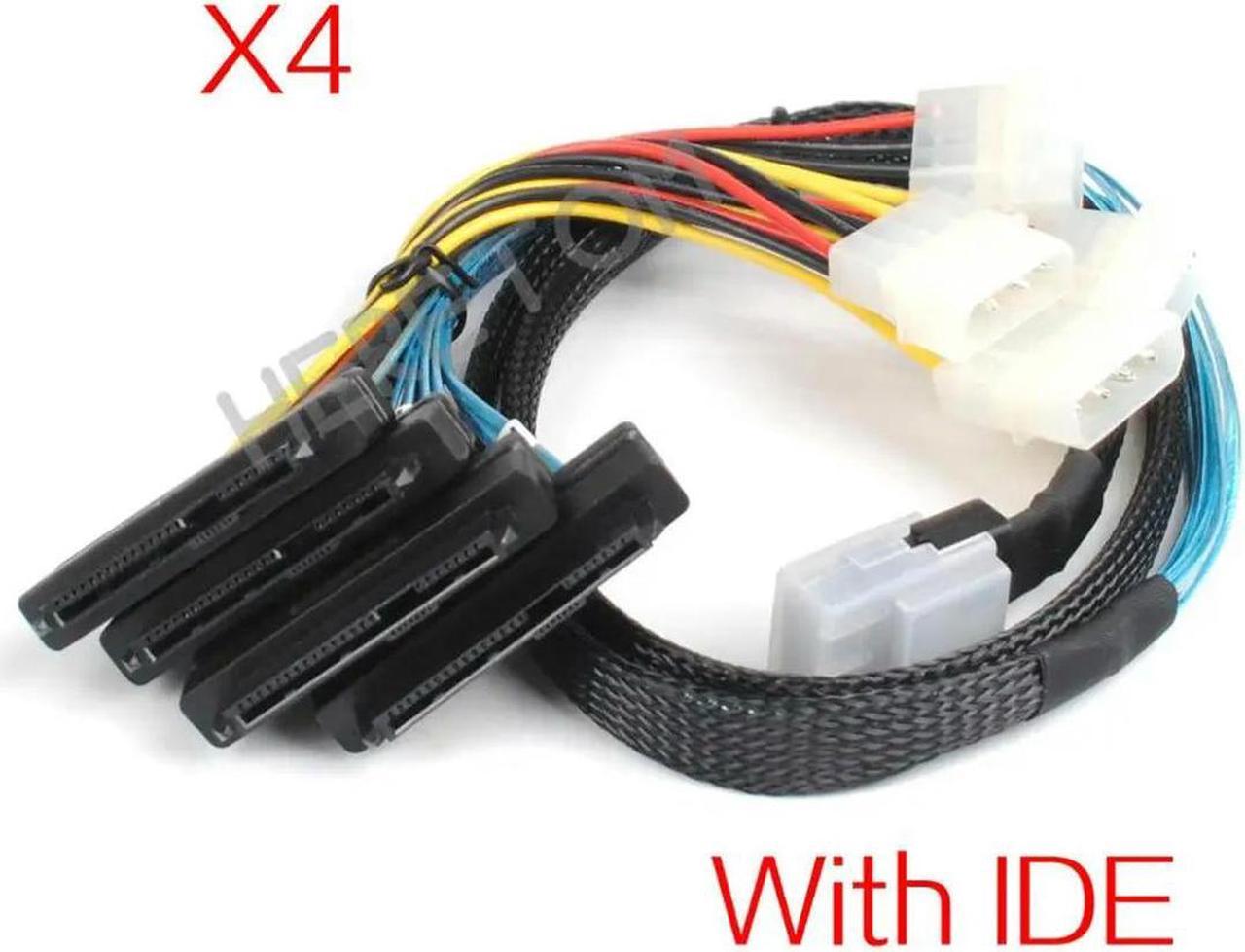 FOR 4Pcs 100CM HD Disk sas sata cables ,MINI SAS 4i SFF 8087 36Pin To 4 SAS 29Pin Sff8482 4pin power cable