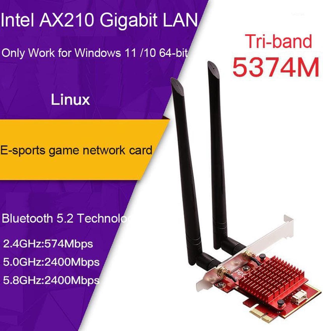 Main image of PCIE WiFi 6E Network Card AX210 AX5400M Bluetooth 5.2 Cooler Tri-Band PCI-E Wireless Wi-Fi Network Card Adapter for Gaming, for Windows 10/11 64-bit