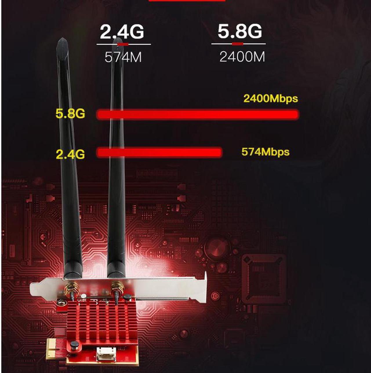 Alt view image 2 of 7 - PCIE WiFi 6E Network Card AX210 AX5400M Bluetooth 5.2 Cooler Tri-Band PCI-E Wireless Wi-Fi Network Card Adapter for Gaming, for Windows 10/11 64-bit