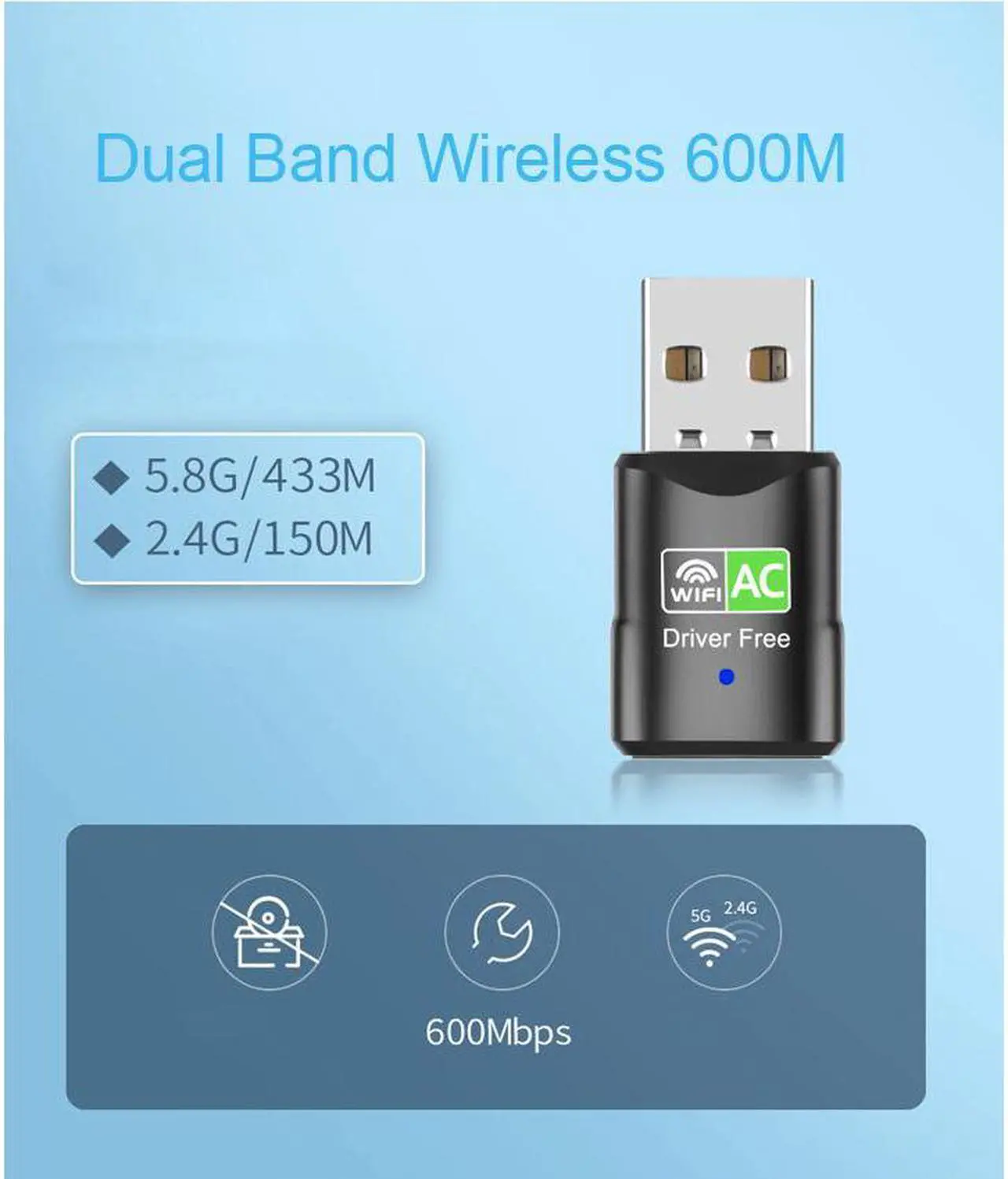 Alt view image 4 of 7 - USB Wireless Adapters Dual Band 2.4G/5G Mini Wi-Fi AC Wireless Network for Desktop Computer Support Windows XP Vista/7/8/8.1/10(USB WiFi 650Mbps)