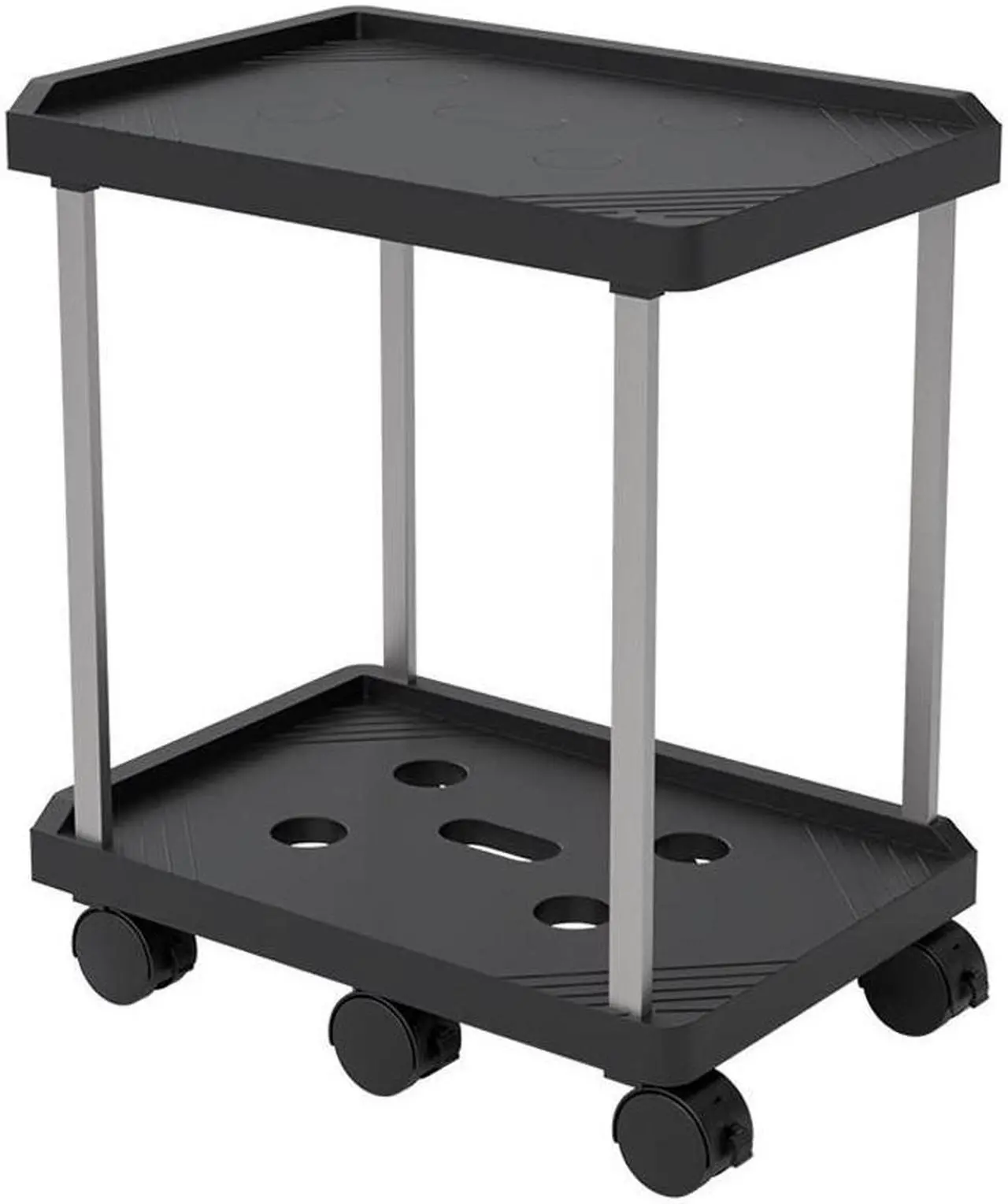 Main image of Jicheng Desktop Computer Tower Stand PC Tower Stand 2 Tier CPU Holder Stand with Wheels Mobile Computer Tower Cart Rolling PC Stand Floor for Fax Home Office