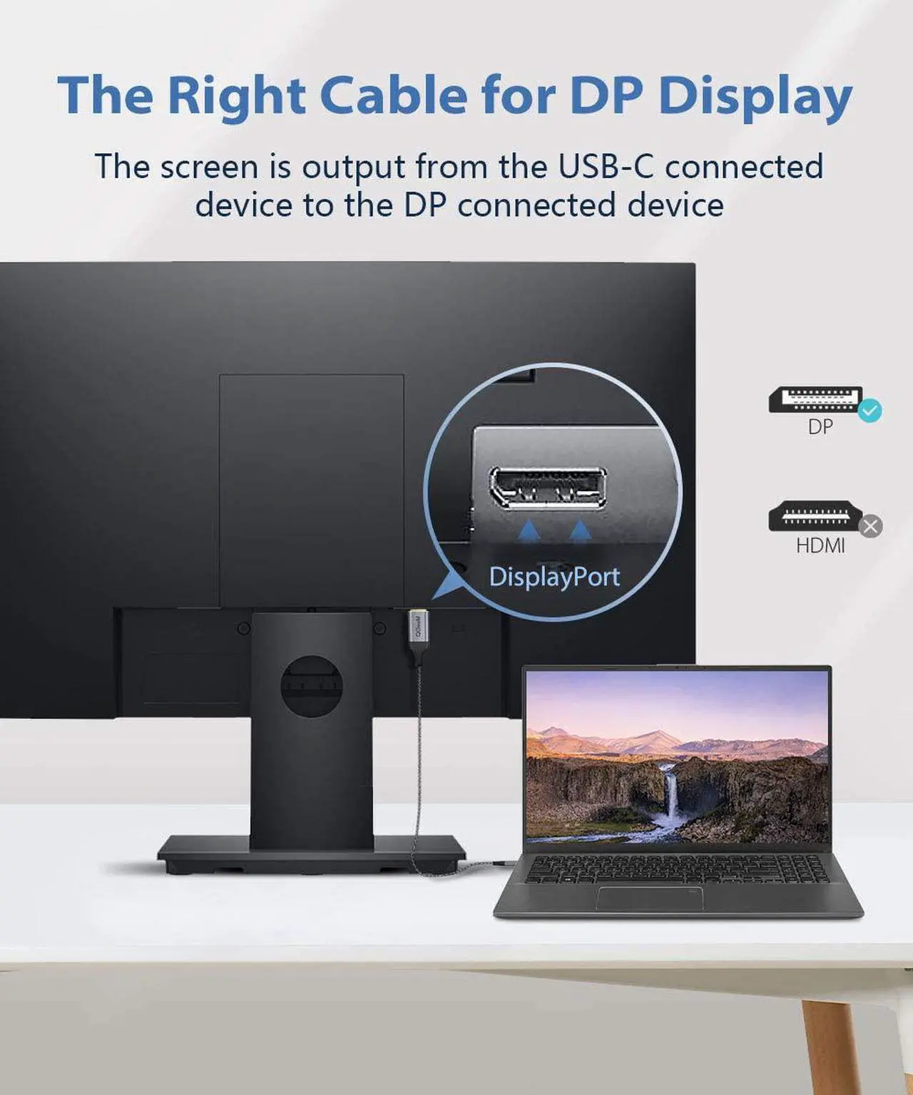 Alt view image 5 of 7 - USB C to DisplayPort Cable 4K 60HZ Thunderbolt 3 to Displayport Cable Compatible with MacBook Pro 2018/2017, ipad pro 2018, Surface Book 2, Dell XPS, Samsung Galaxy S9 S10 Note 9 dex (4 ft)