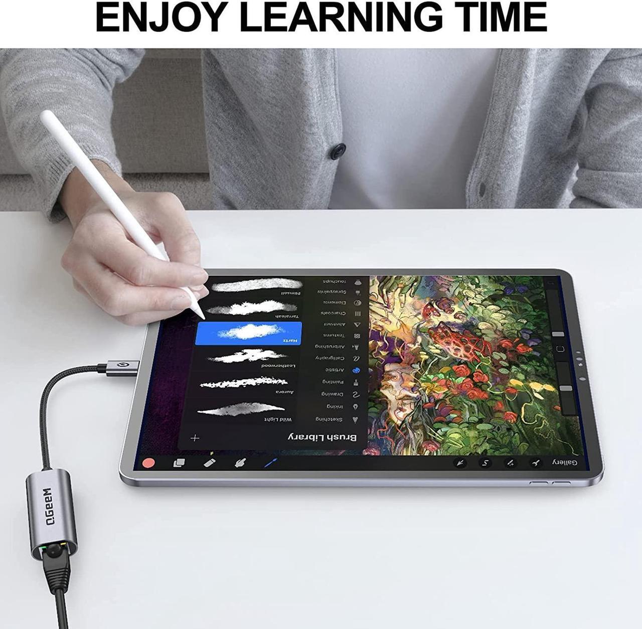 Alt view image 6 of 7 - USB C to Ethernet Adapter, QGeeM USB Type C to Ethernet Gigabit Adapter, Thunderbolt 3 to RJ45 LAN Network Portable Cable Adapter Compatible with MacBook Pro/Air,iPad Pro,Dell XPS
