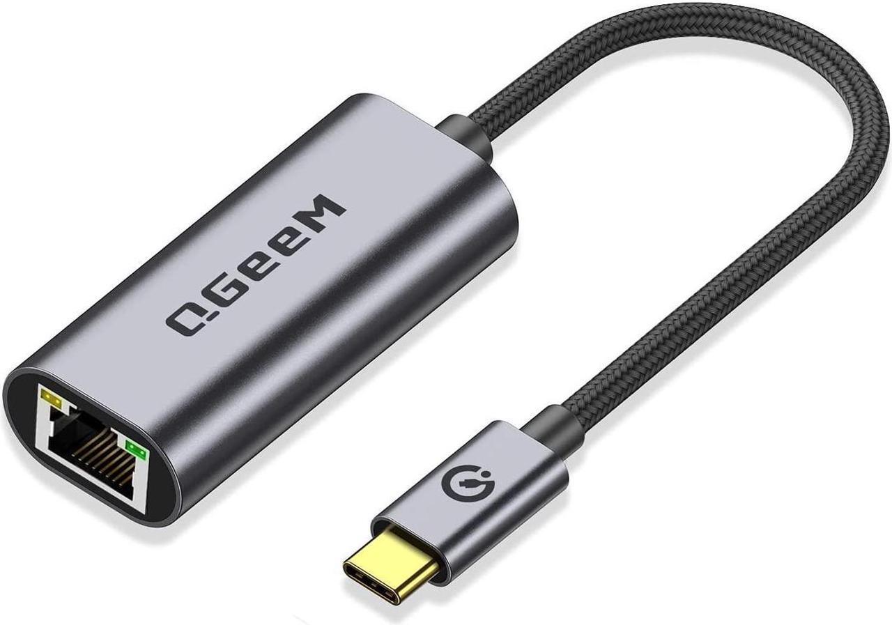 Main image of USB C to Ethernet Adapter, QGeeM USB Type C to Ethernet Gigabit Adapter, Thunderbolt 3 to RJ45 LAN Network Portable Cable Adapter Compatible with MacBook Pro/Air,iPad Pro,Dell XPS