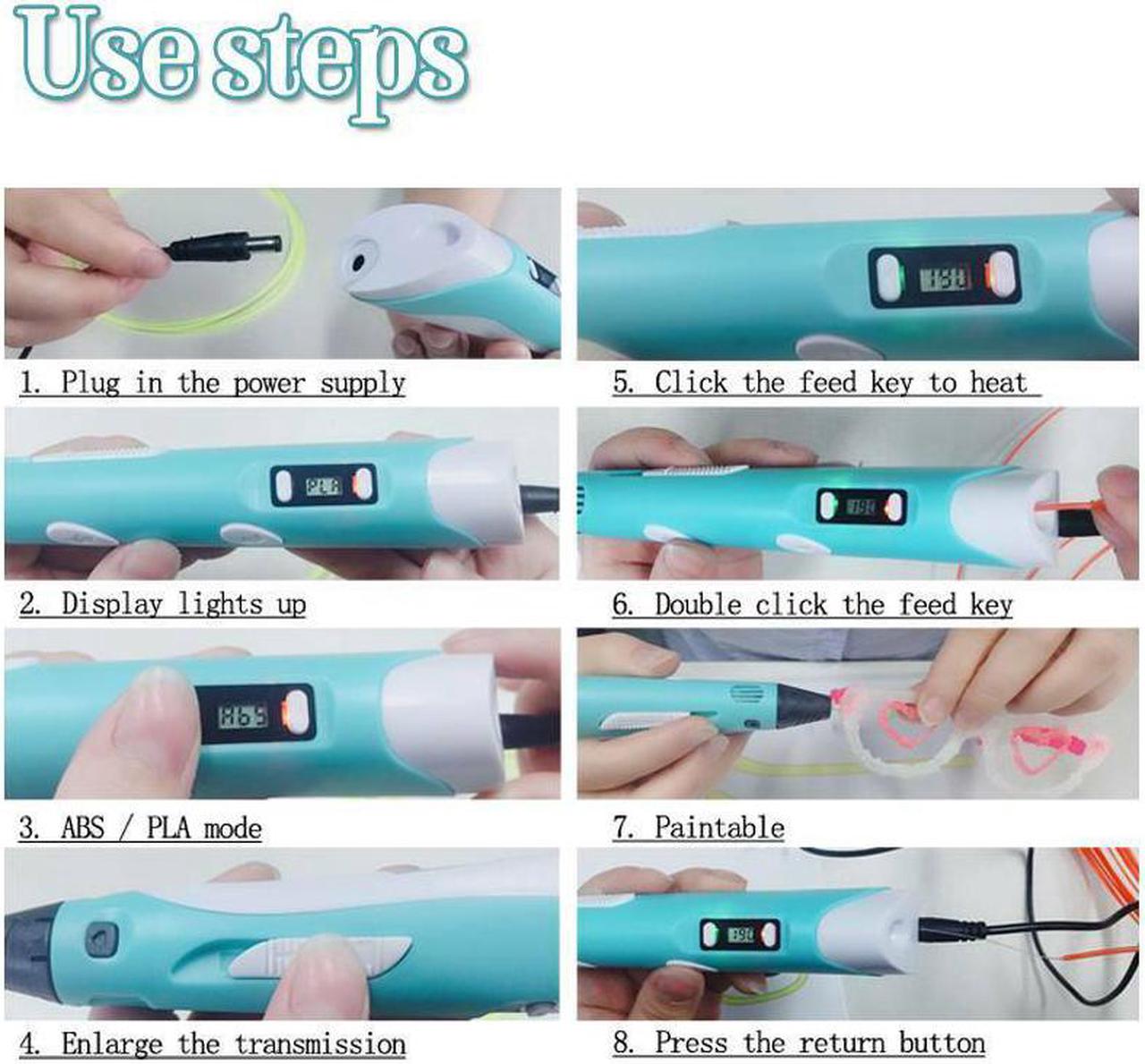 Alt view image 7 of 7 - 3D Printing pen DIY 3D Pen With ABS/PLA Filament Refills Arts 3D Drawing Pen Creative Gift For Kids Design Painting Drawing