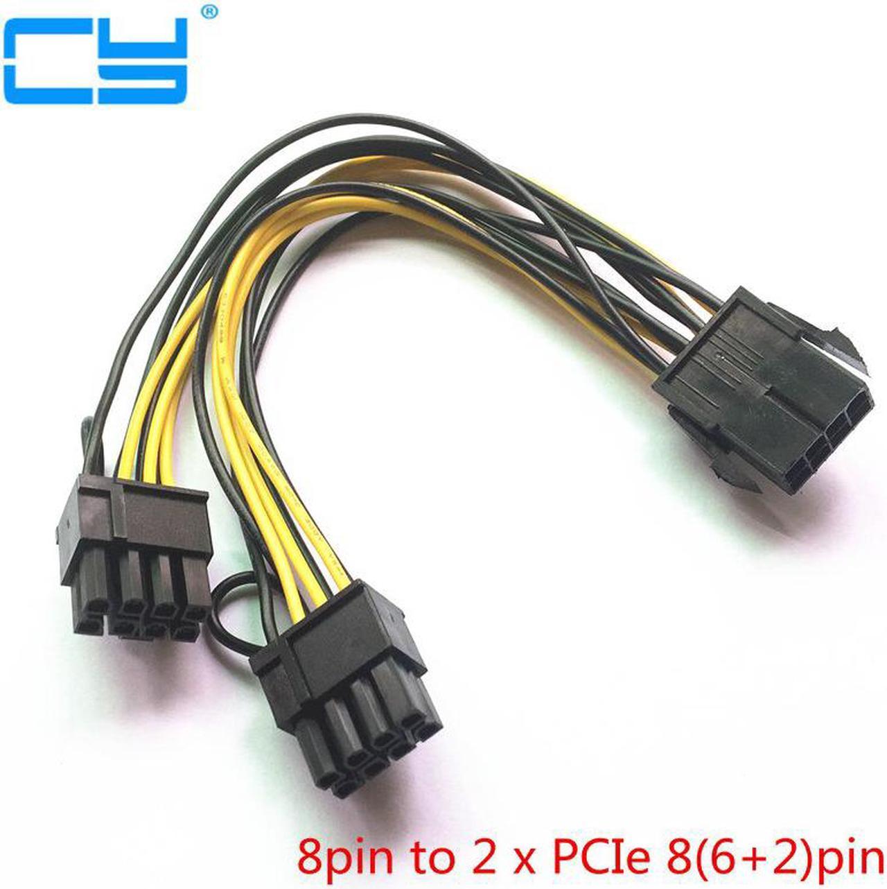 50pcs High quality 8 Pin CPU to PCI-E 8(6+2)pin splitter 18AWG extention GPU Graphics Video Card  power cable 20cm