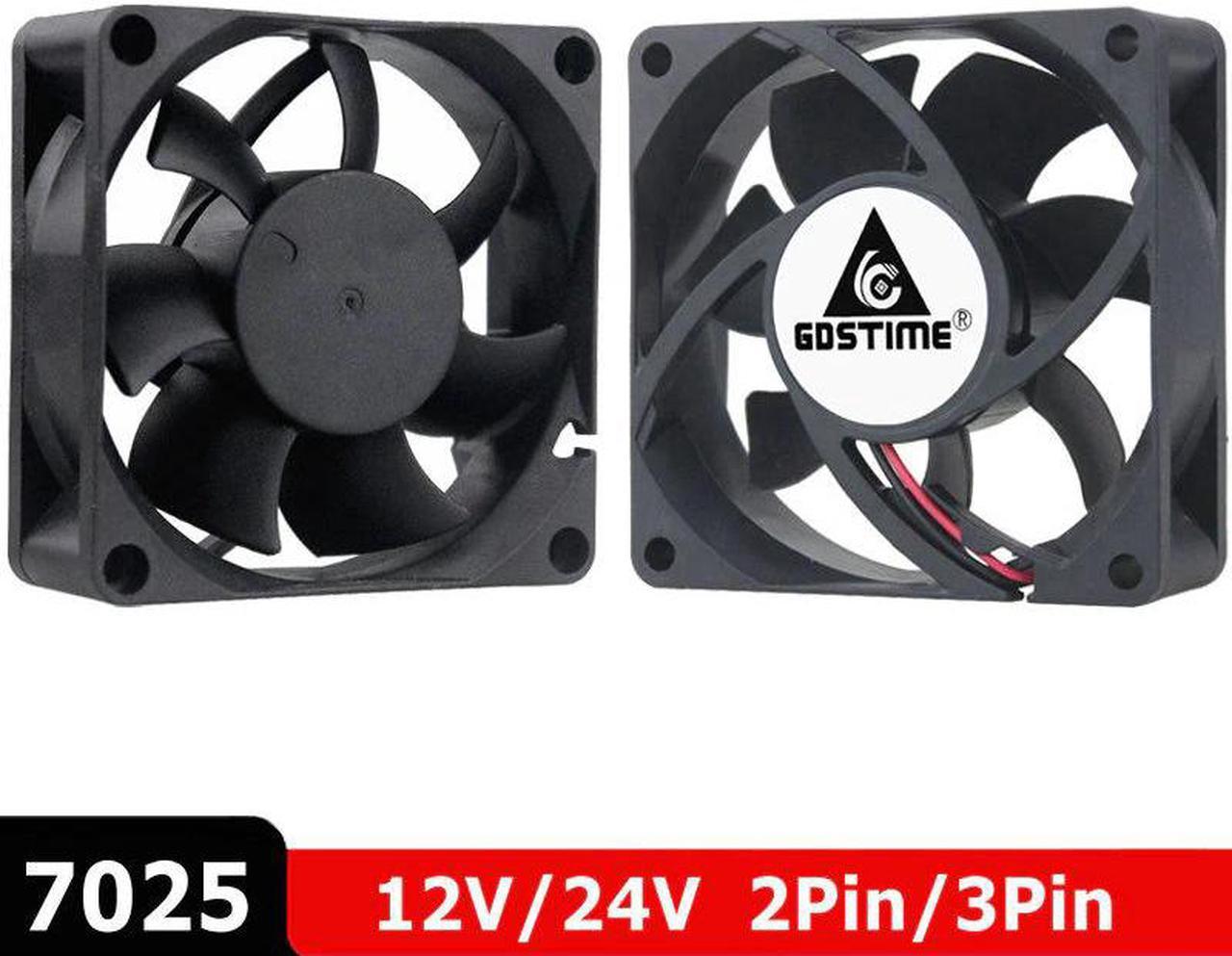 2Pcs/Lot  70MM 7CM 7025 DC 12V 24V 2Pin 3 Pin Computer CPU Cooler Cooling Fan 70x70x25mm