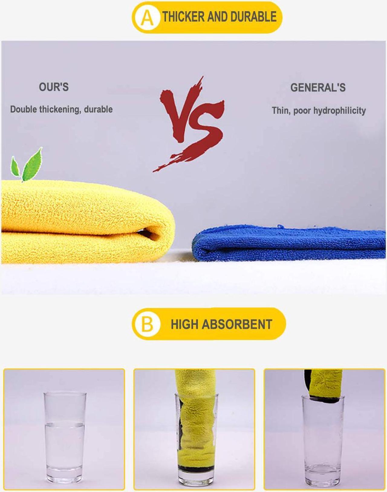 Alt view image 4 of 7 - ROME CARE 3 Pcs Extra Thick car Cleaning Rags - Super Absorbent Microfiber Towels for Cars/Detailing/Interior, Reusable-Microfiber Cleaning Cloth Dust Cloth, Lint Free Drying Towel Car Wash Towels