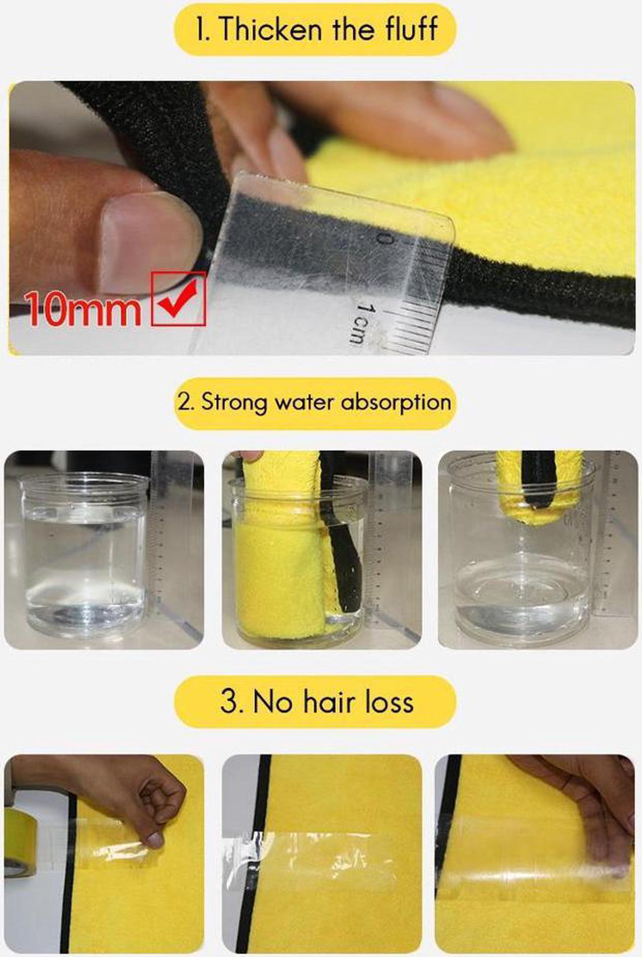 Alt view image 7 of 7 - ROME CARE 3 Pcs Extra Thick car Cleaning Rags - Super Absorbent Microfiber Towels for Cars/Detailing/Interior, Reusable-Microfiber Cleaning Cloth Dust Cloth, Lint Free Drying Towel Car Wash Towels
