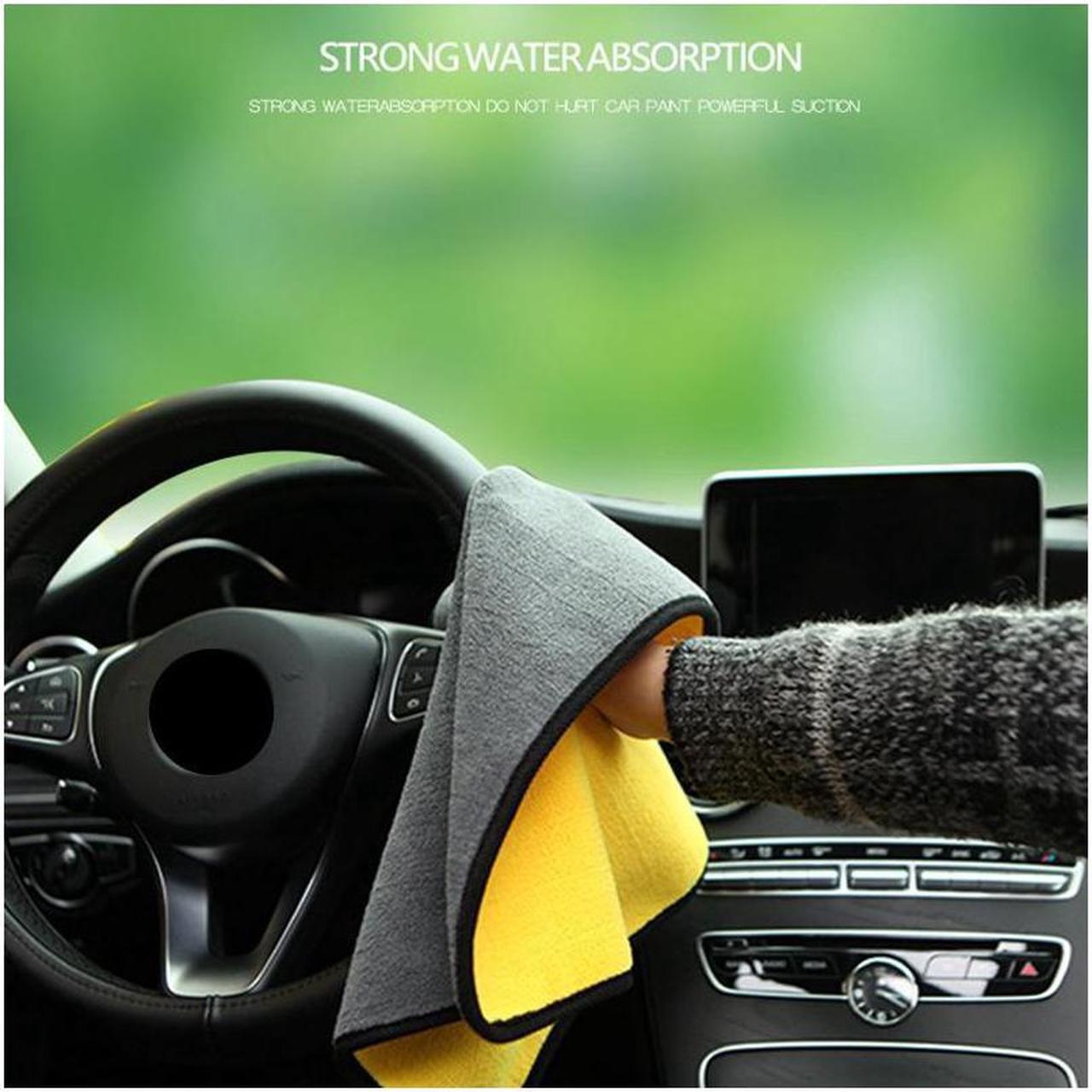 Alt view image 3 of 7 - ROME CARE 3 Pcs Extra Thick car Cleaning Rags - Super Absorbent Microfiber Towels for Cars/Detailing/Interior, Reusable-Microfiber Cleaning Cloth Dust Cloth, Lint Free Drying Towel Car Wash Towels