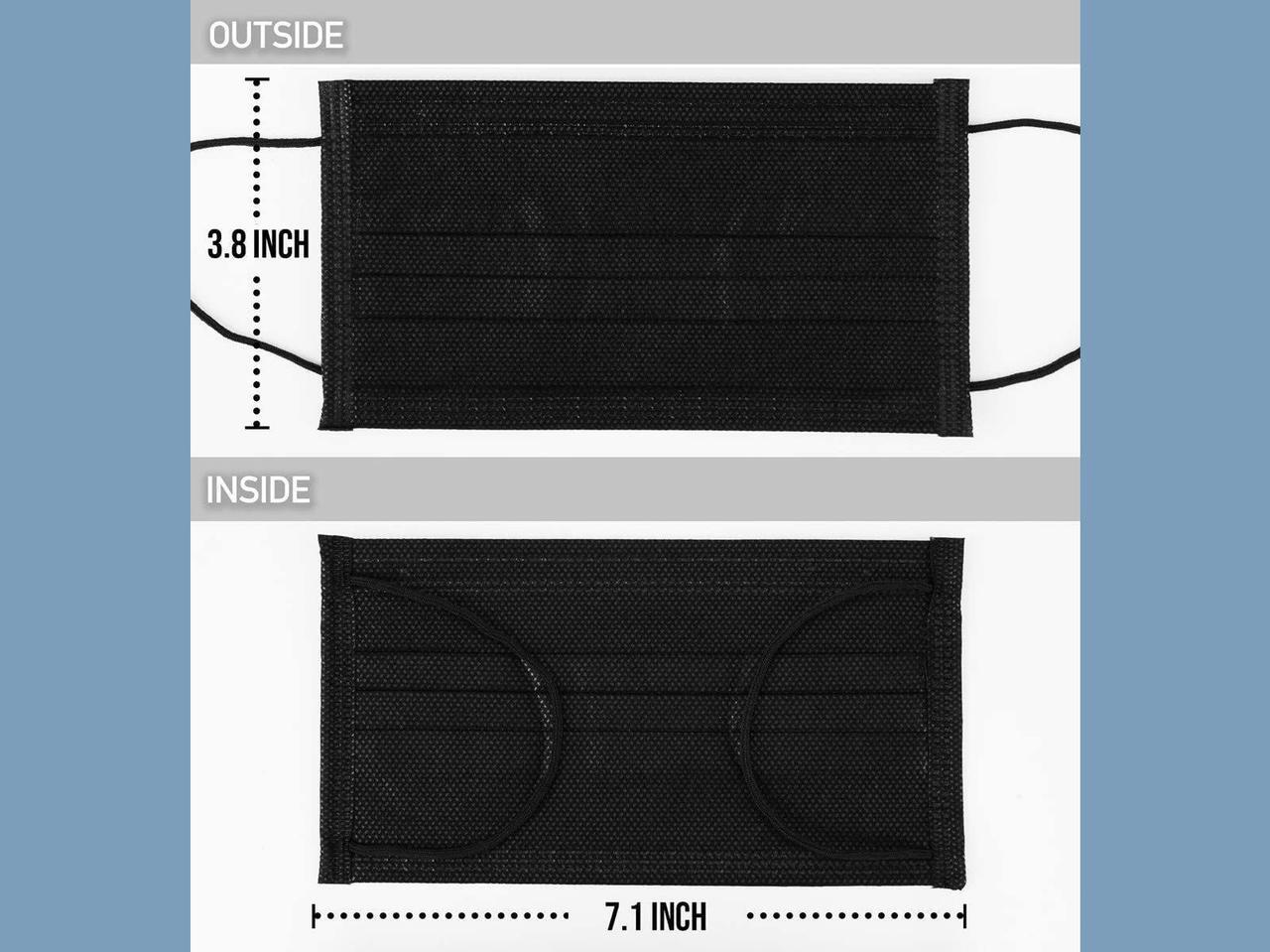 Alt view image 5 of 7 - ROME CARE Disposable Face Masks, 3 Ply Disposable Face Mask for Men & Women 100 Pcs Black