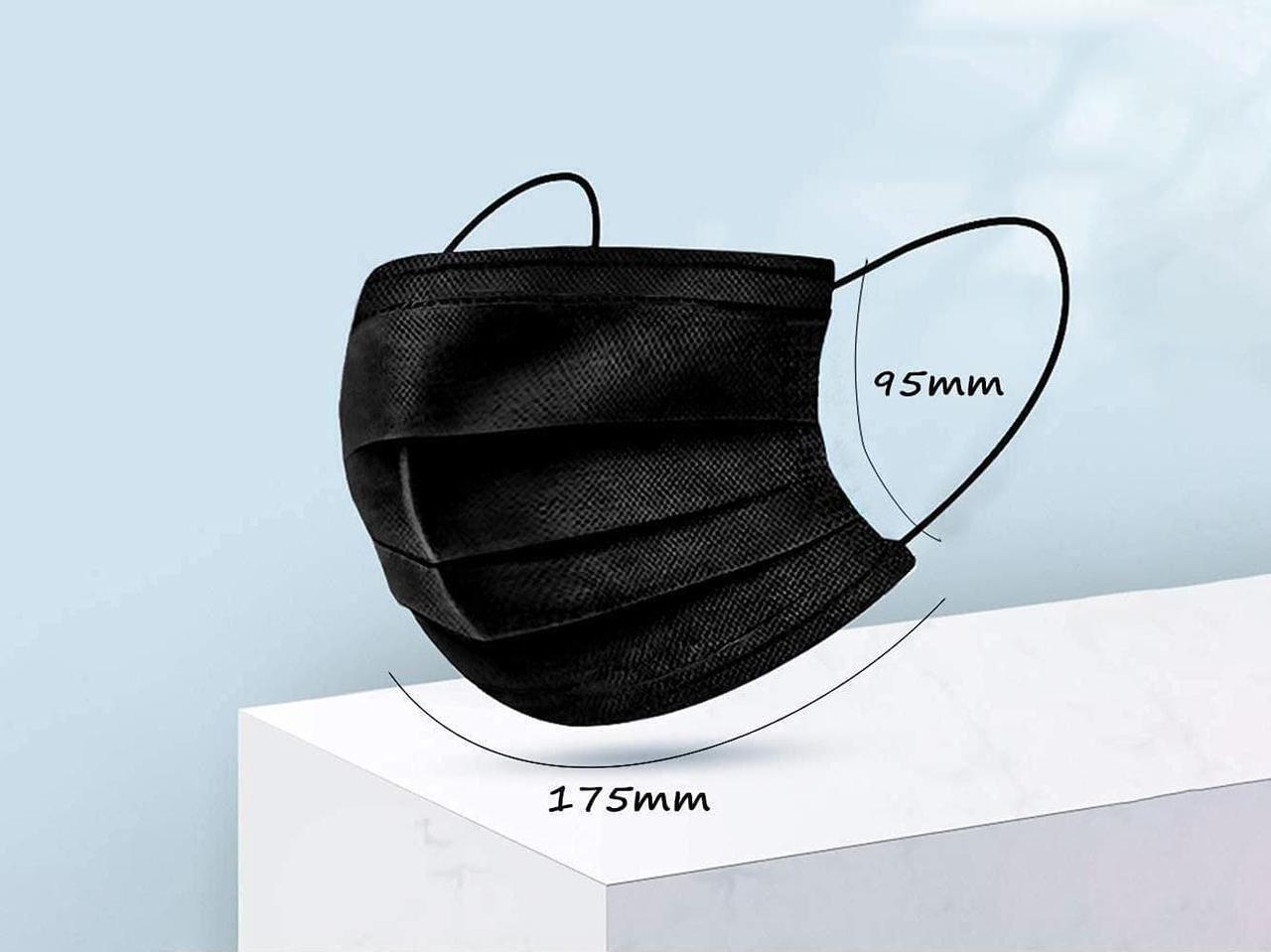 Alt view image 4 of 7 - 200 Pcs Disposable Face Masks, 3 Ply Disposable Face Mask for Men & Women Black