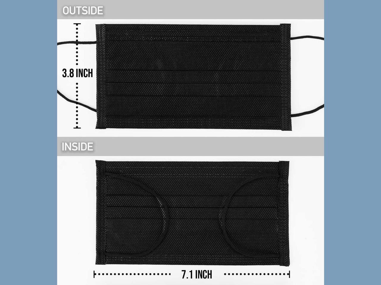 Alt view image 5 of 7 - 200 Pcs Disposable Face Masks, 3 Ply Disposable Face Mask for Men & Women Black