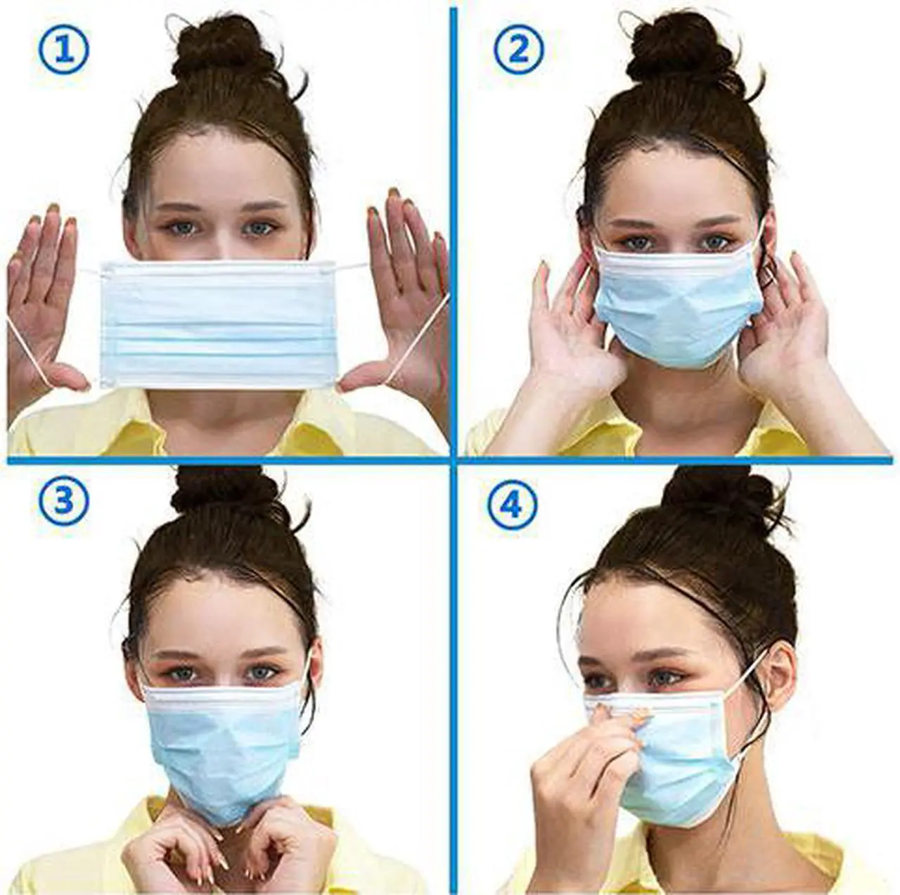 Alt view image 6 of 7 - ROME CARE 100 Pcs Disposable Face Masks, 3 Ply Disposable Face Mask for Adult Blue