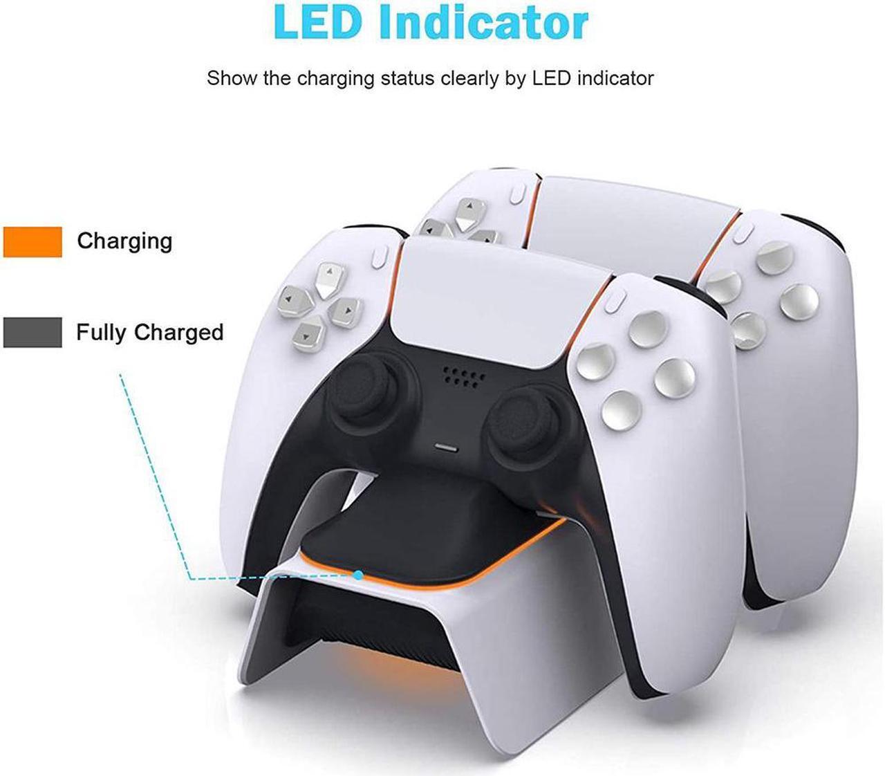 Alt view image 4 of 7 - ROME CARE PS5 Controller Charger, Fast Charging AC Adapter, Dualsense Charging Station Dock for Dual Playstation 5 Controllers with LED Indicator, White