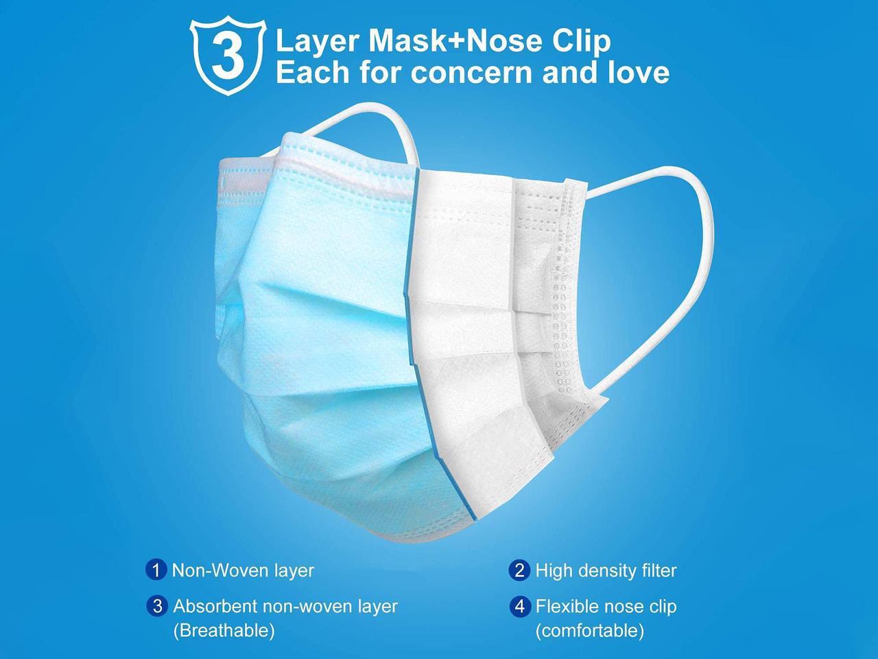 Alt view image 3 of 7 - ROME CARE 3 Layer Disposable Face Masks Made For Daily Use Protective Masks Blue 100pcs