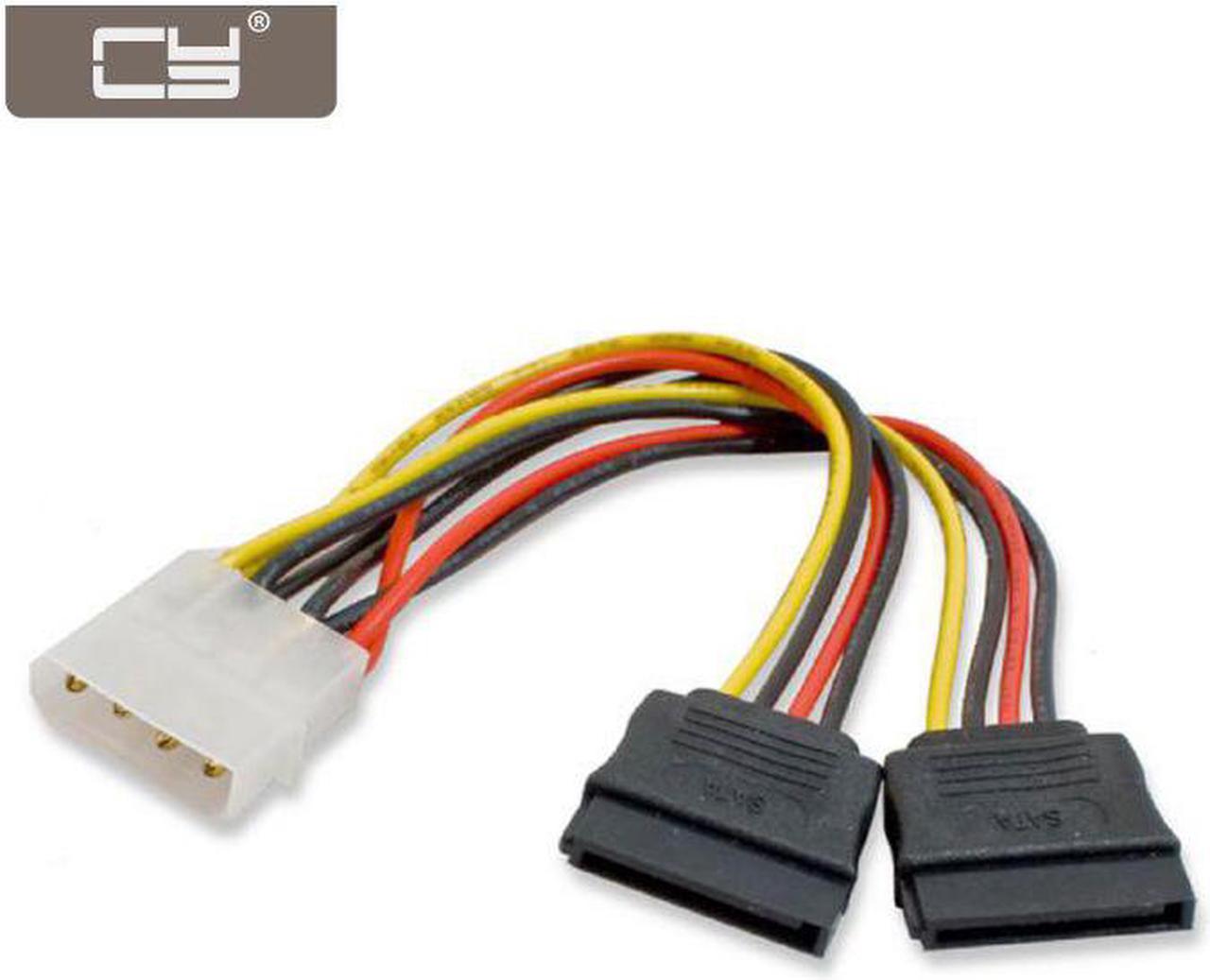 CYDZ IDE 4pin to Dual SATA 15P Y Splitter 10cm Hard Disk Power Supply Extension Cable