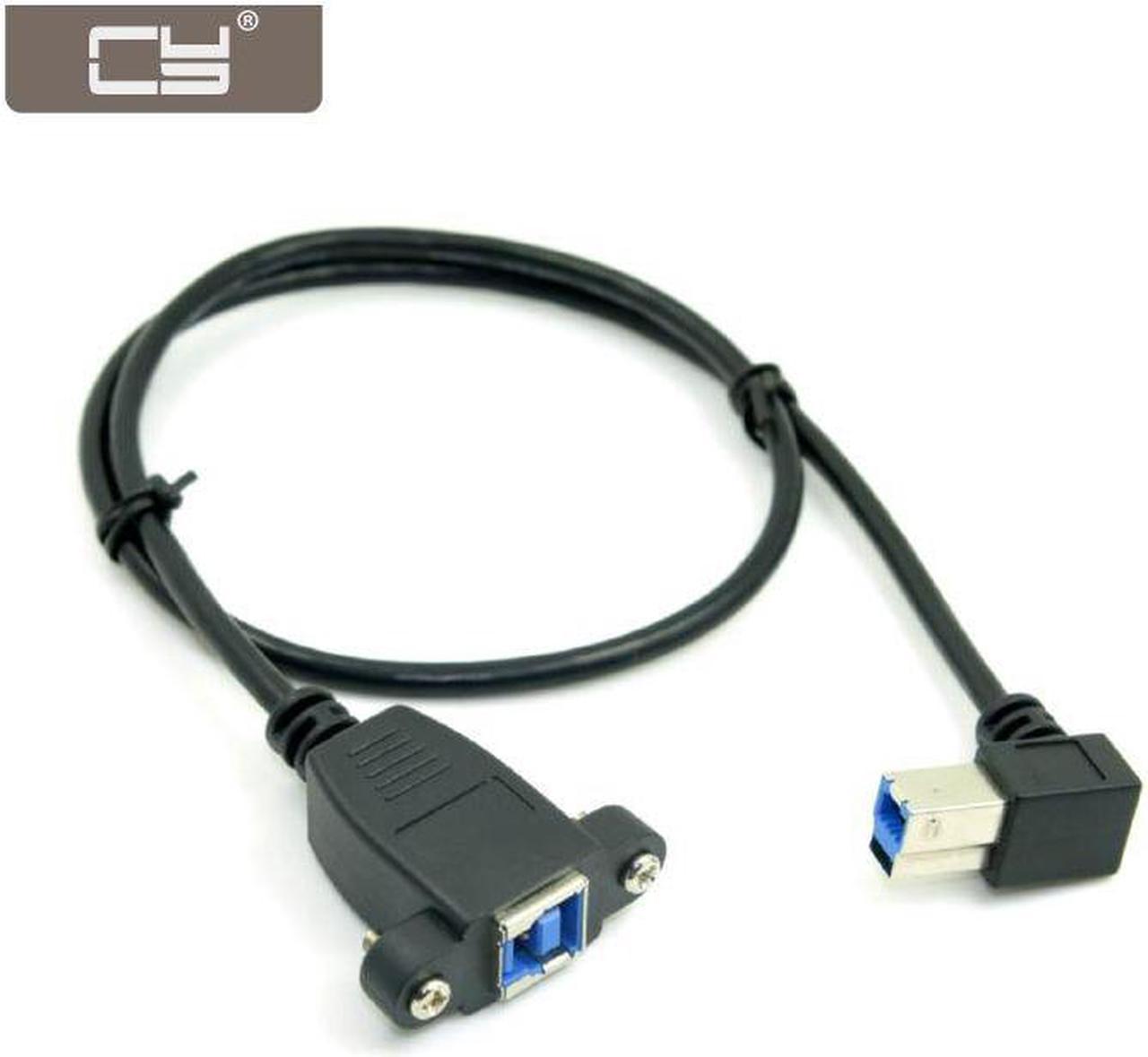 CYDZ USB 3.0 Back Panel Mount B Type Female To Right Angled 90 Degree B Type Male Extension Cable 0.5m