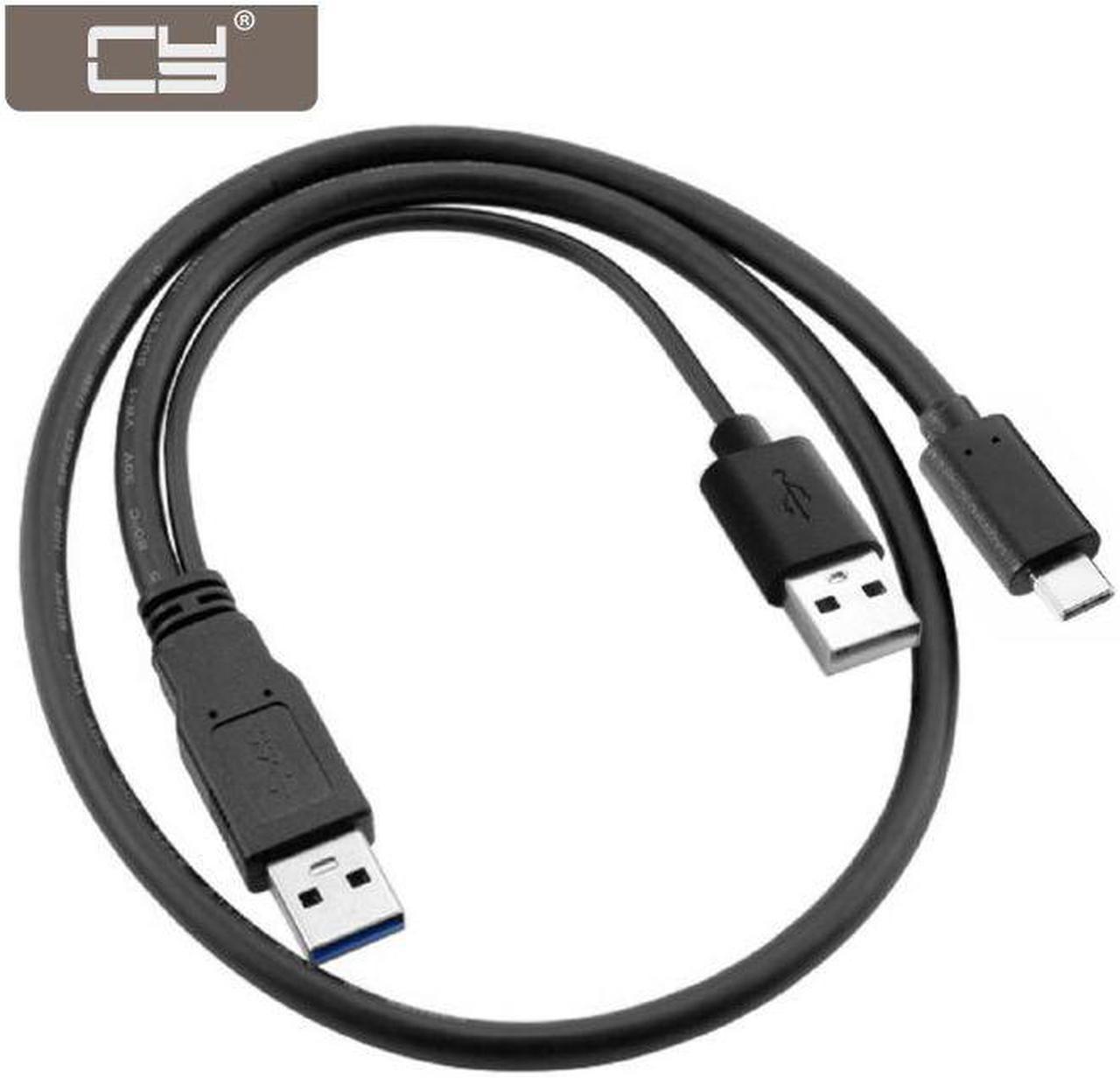 CYDZ Type-C USB-C to USB 3.0 Male & USB 2.0 Dual Power Data Y Cable for Laptop & Hard Disk