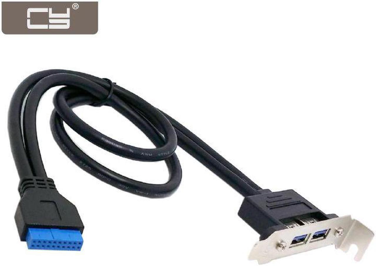 CYDZ  USB 3.0 Female Back panel Dual Port to Motherboard 20pin Cable with Low Profile 95mm Height PCI Bracket 40cm