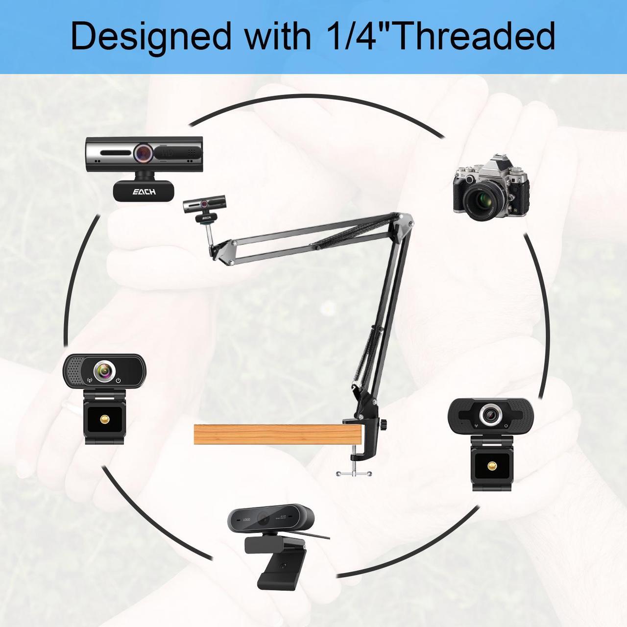 Alt view image 2 of 7 - Anivia Webcam Stand,Desk Mount Camera Arm Clamp Stand,Webcam Clamp Mount Suspension Scissor Tripod Stand Holder Camera arm for Webcam W8 W5 C922 C930e C930 C920 C615