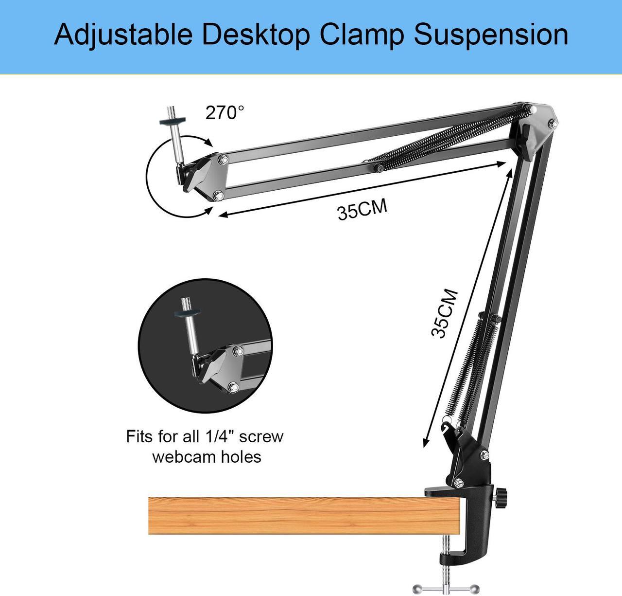 Alt view image 3 of 7 - Anivia Webcam Stand,Desk Mount Camera Arm Clamp Stand,Webcam Clamp Mount Suspension Scissor Tripod Stand Holder Camera arm for Webcam W8 W5 C922 C930e C930 C920 C615