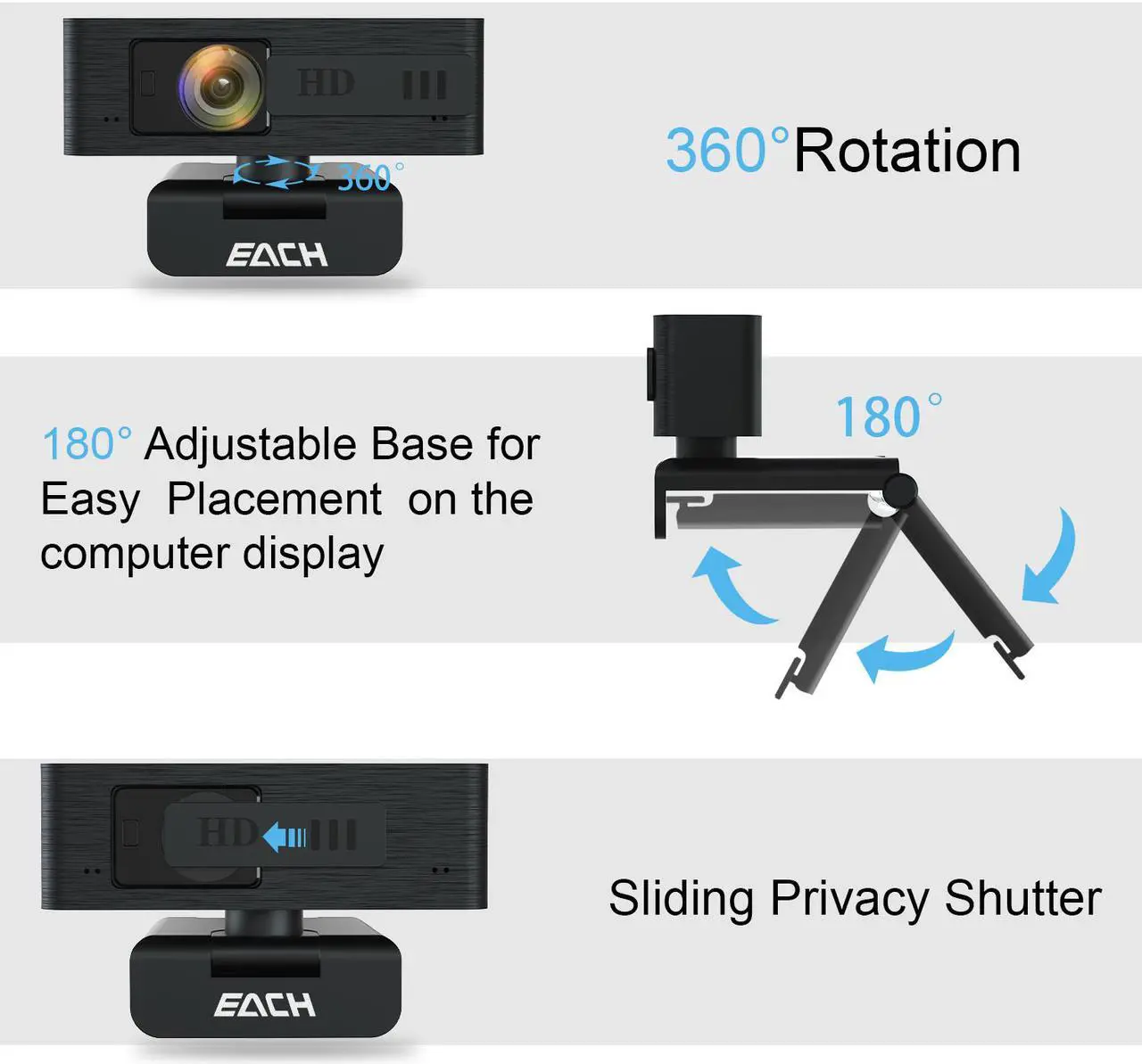 Alt view image 6 of 7 - Autofocus Webcam, HD 1080P Webcam, CA603 USB Camera with Webcam Cover, USB Webcam