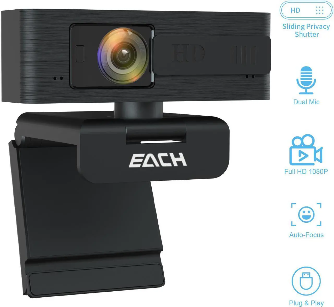 Main image of Autofocus Webcam, HD 1080P Webcam, CA603 USB Camera with Webcam Cover, USB Webcam