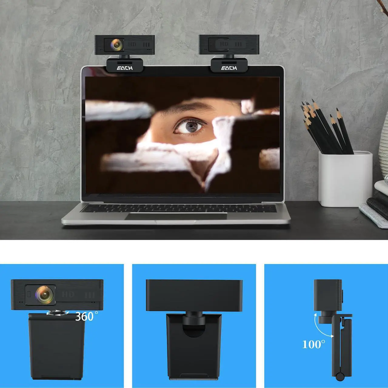 Alt view image 7 of 7 - Autofocus Webcam, HD 1080P Webcam, CA603 USB Camera with Webcam Cover, USB Webcam