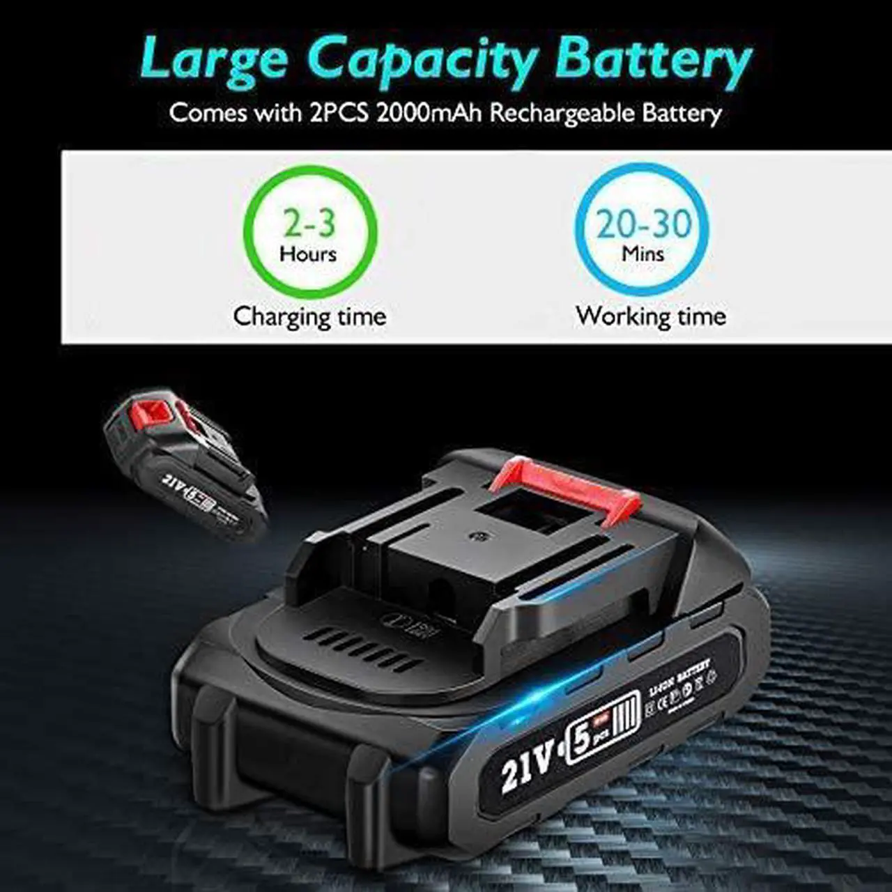Alt view image 6 of 7 - SLOGL Mini ChainSaw with 2 Battery&1 Charger , 220V Rechargeable Cordless Electric Logging Chain Saw, One-Handed Portable Chainsaw for Branch Wood Cutting Garden Tree Pruning Trimming(1 Item)