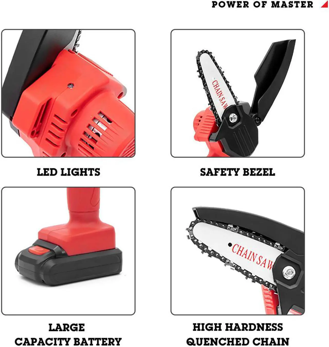 Alt view image 3 of 7 - SLOGL Mini ChainSaw with 2 Battery&1 Charger , 220V Rechargeable Cordless Electric Logging Chain Saw, One-Handed Portable Chainsaw for Branch Wood Cutting Garden Tree Pruning Trimming(1 Item)
