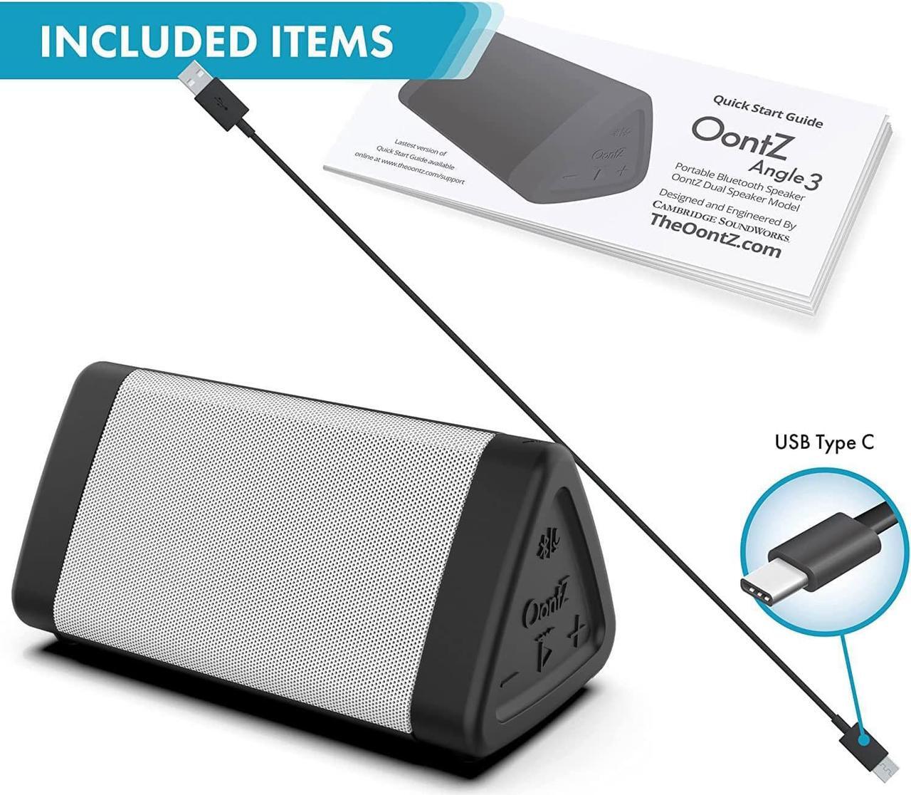 Alt view image 6 of 7 - OontZ Angle 3 Bluetooth Speaker, Portable Wireless Speaker, 10 Watts, Crystal Clear Stereo Sound, Rich Bass, IPX5 Waterproof, Loud Bluetooth Speaker (Black with White Grille)